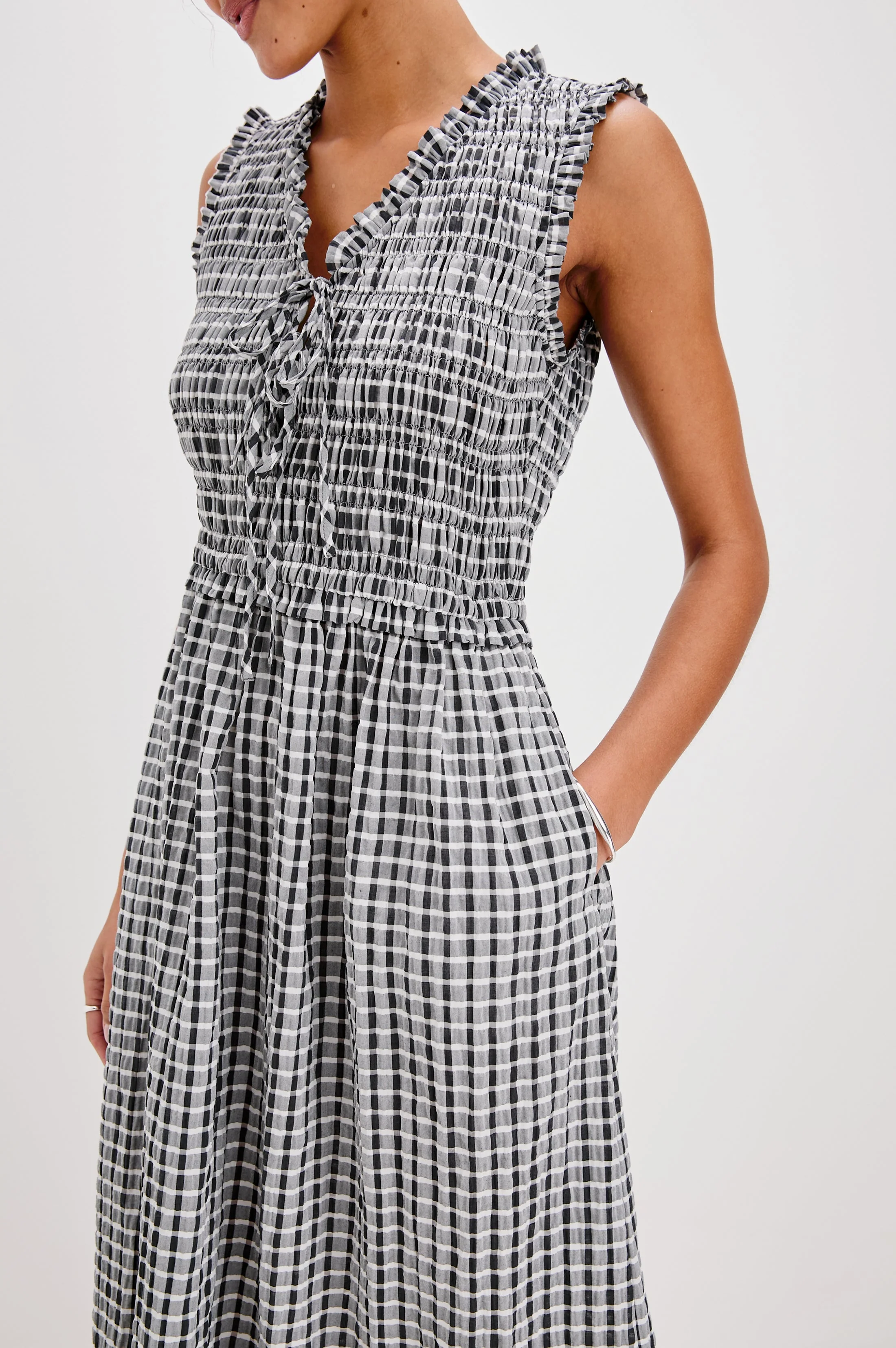 ADINE DRESS - ASH SEERSUCKER - Image 2