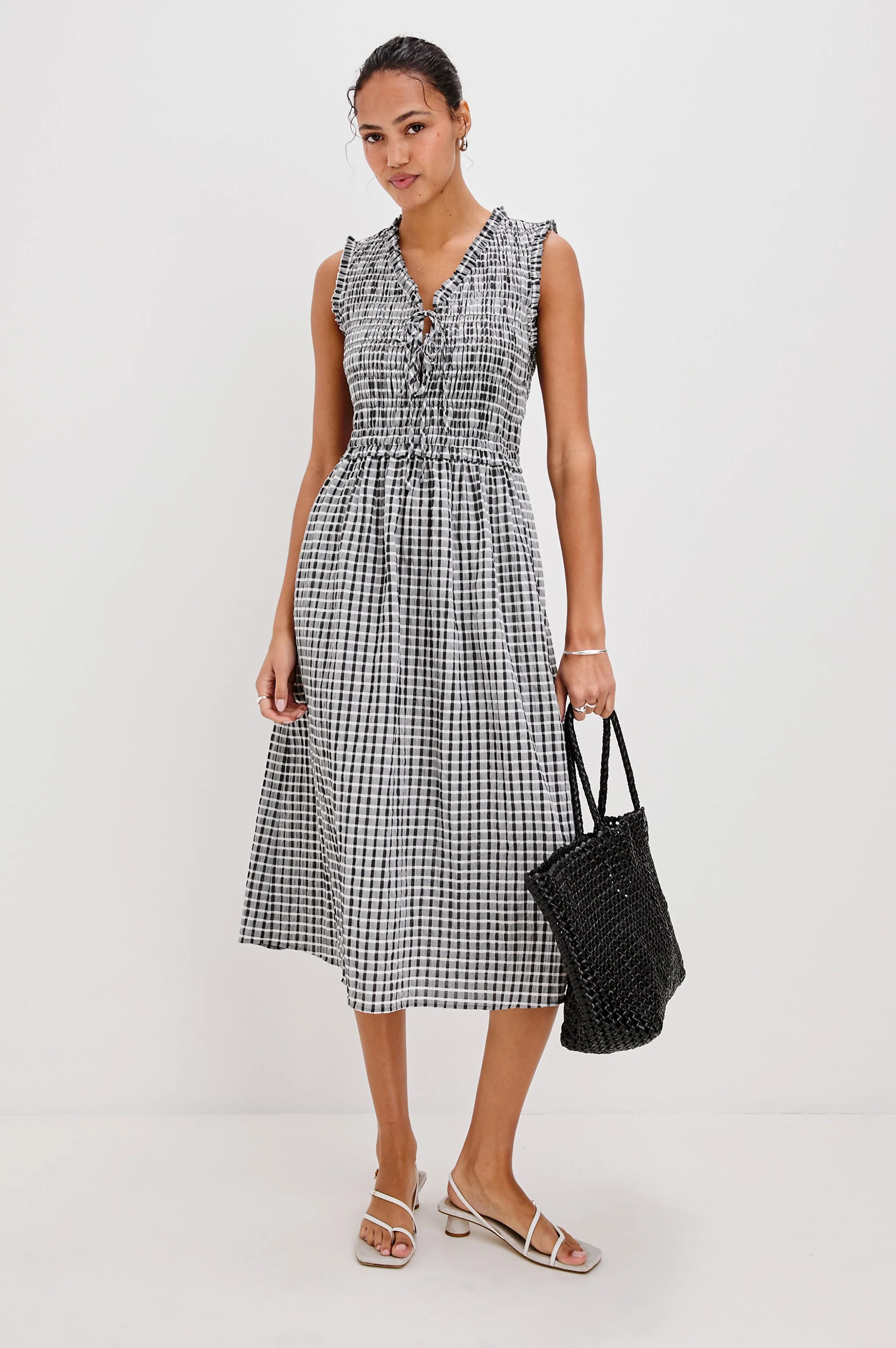 ADINE DRESS - ASH SEERSUCKER - Image 3