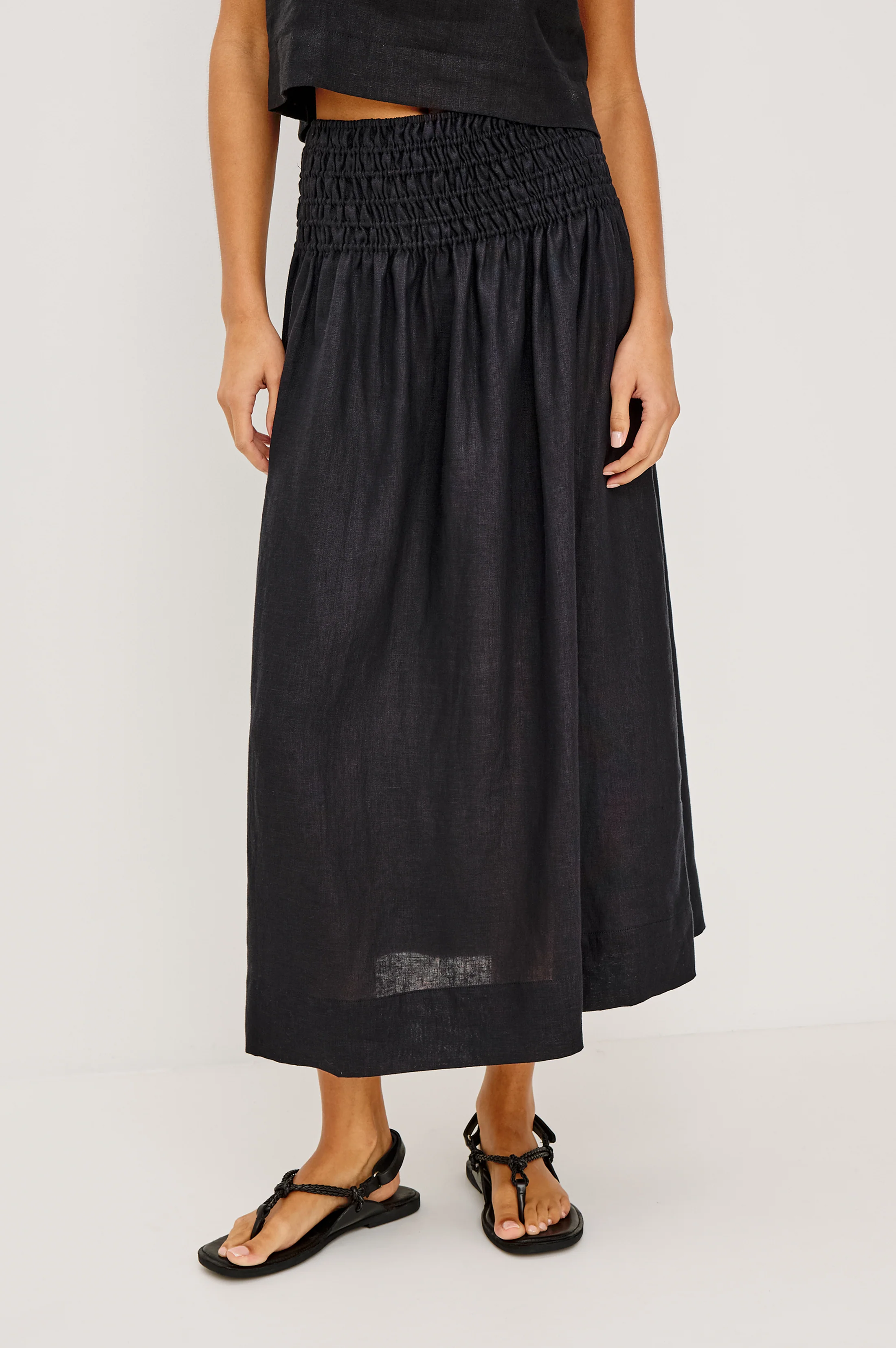 ALESSA SKIRT - BLACK LINEN - Image 4