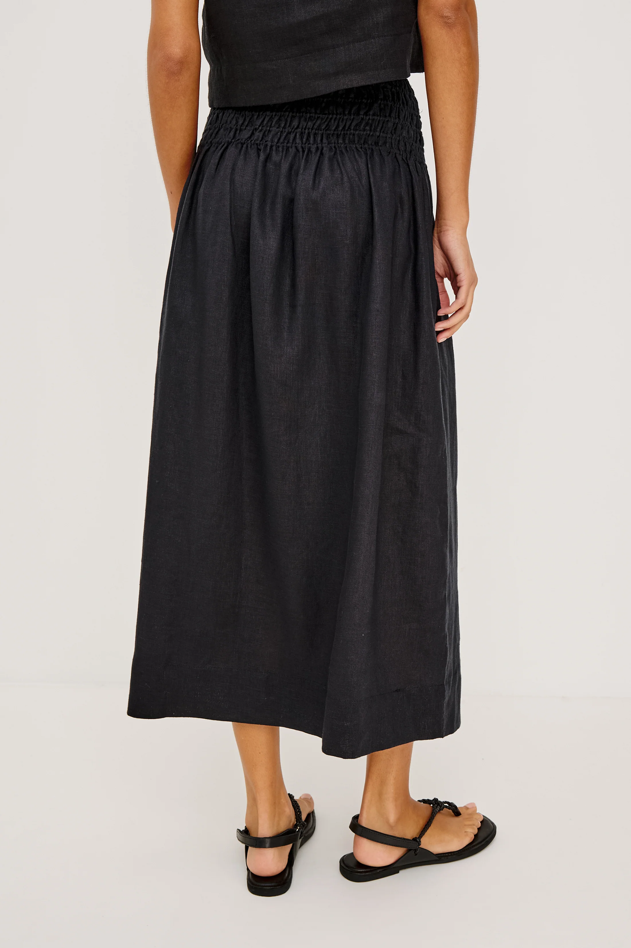 ALESSA SKIRT - BLACK LINEN - Image 5