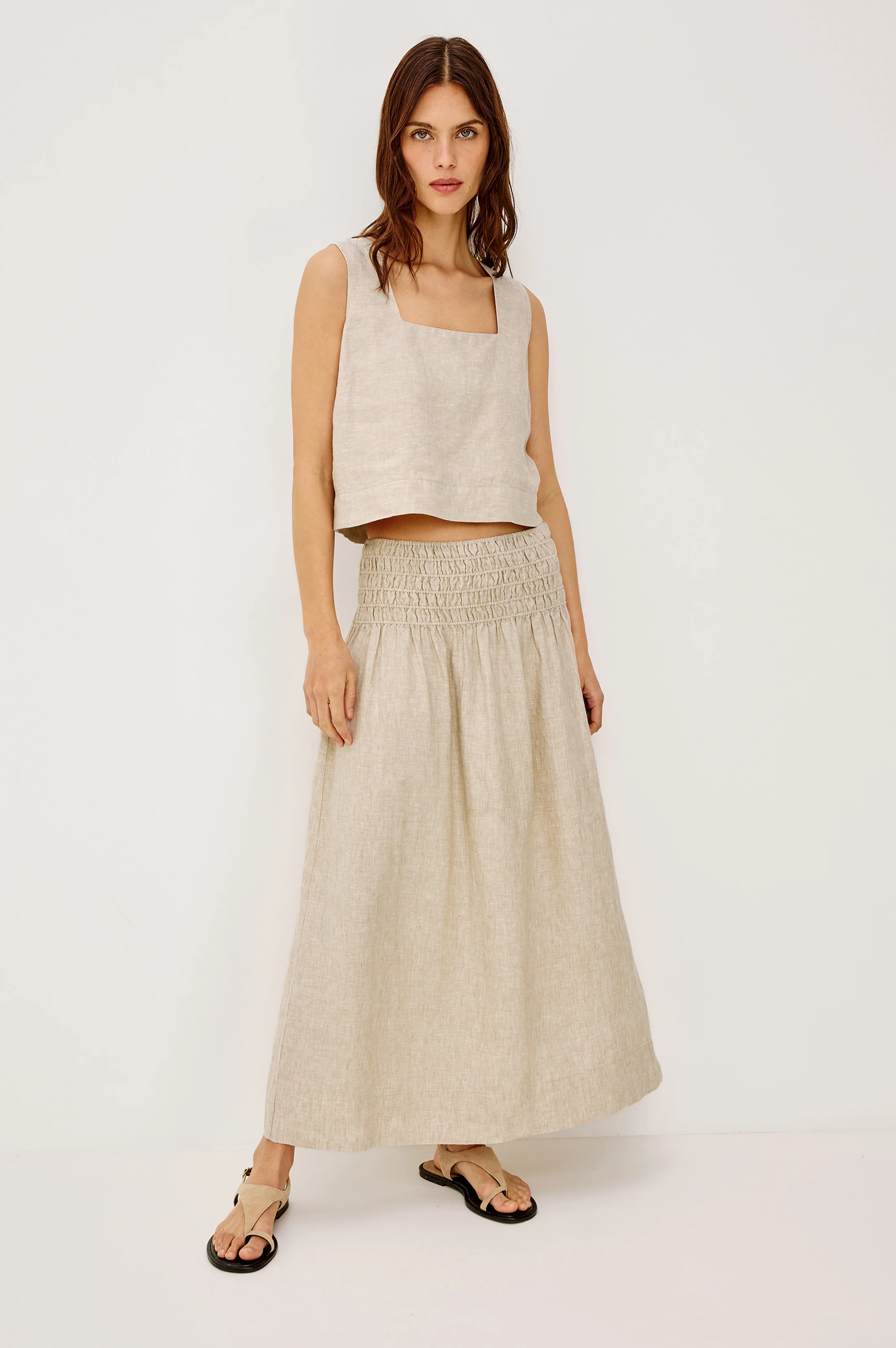ALESSA SKIRT - HEATHERED FLAX - Image 3