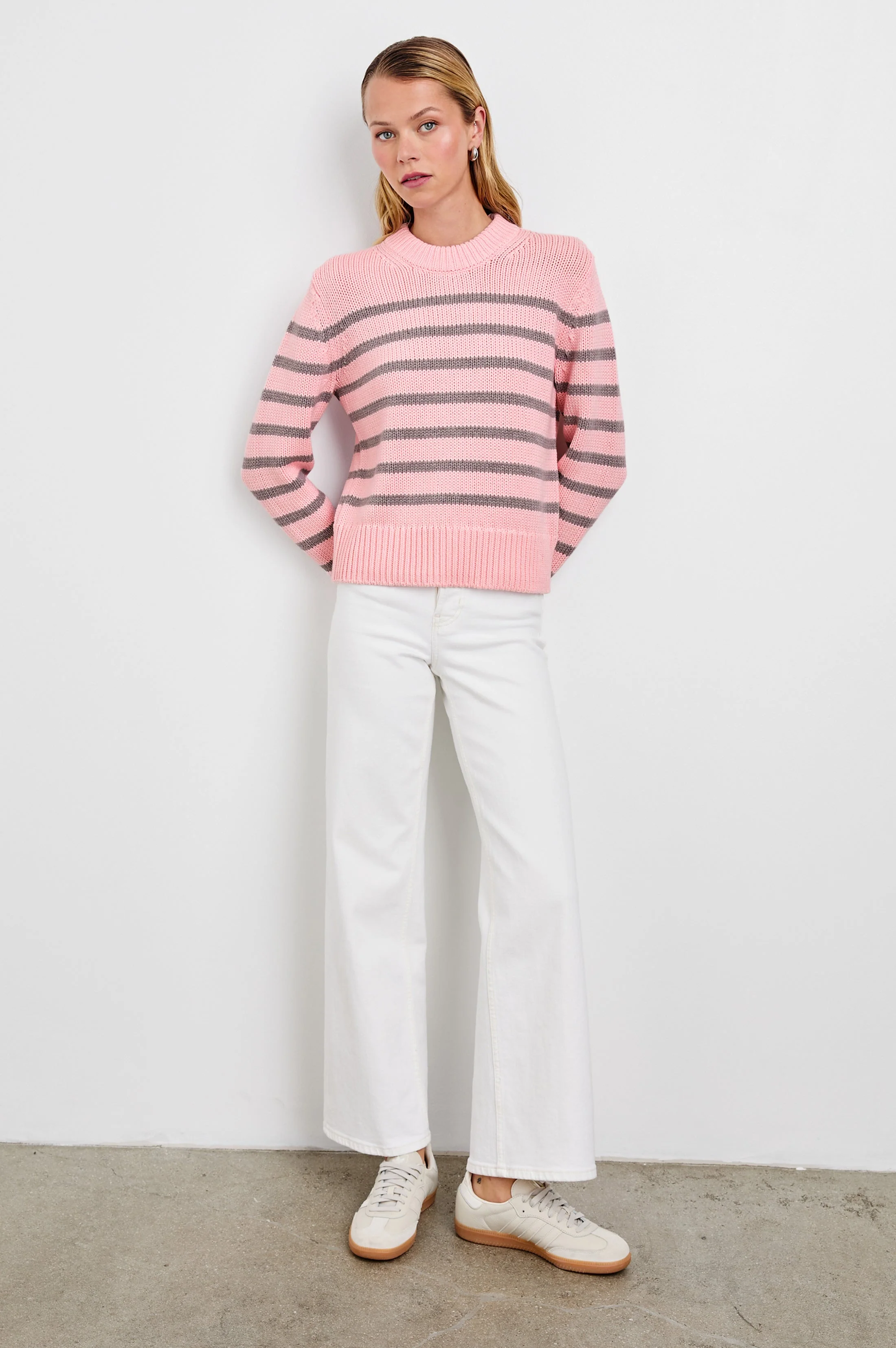 ALISE SWEATER - PINK HEATHER STRIPE - Image 4