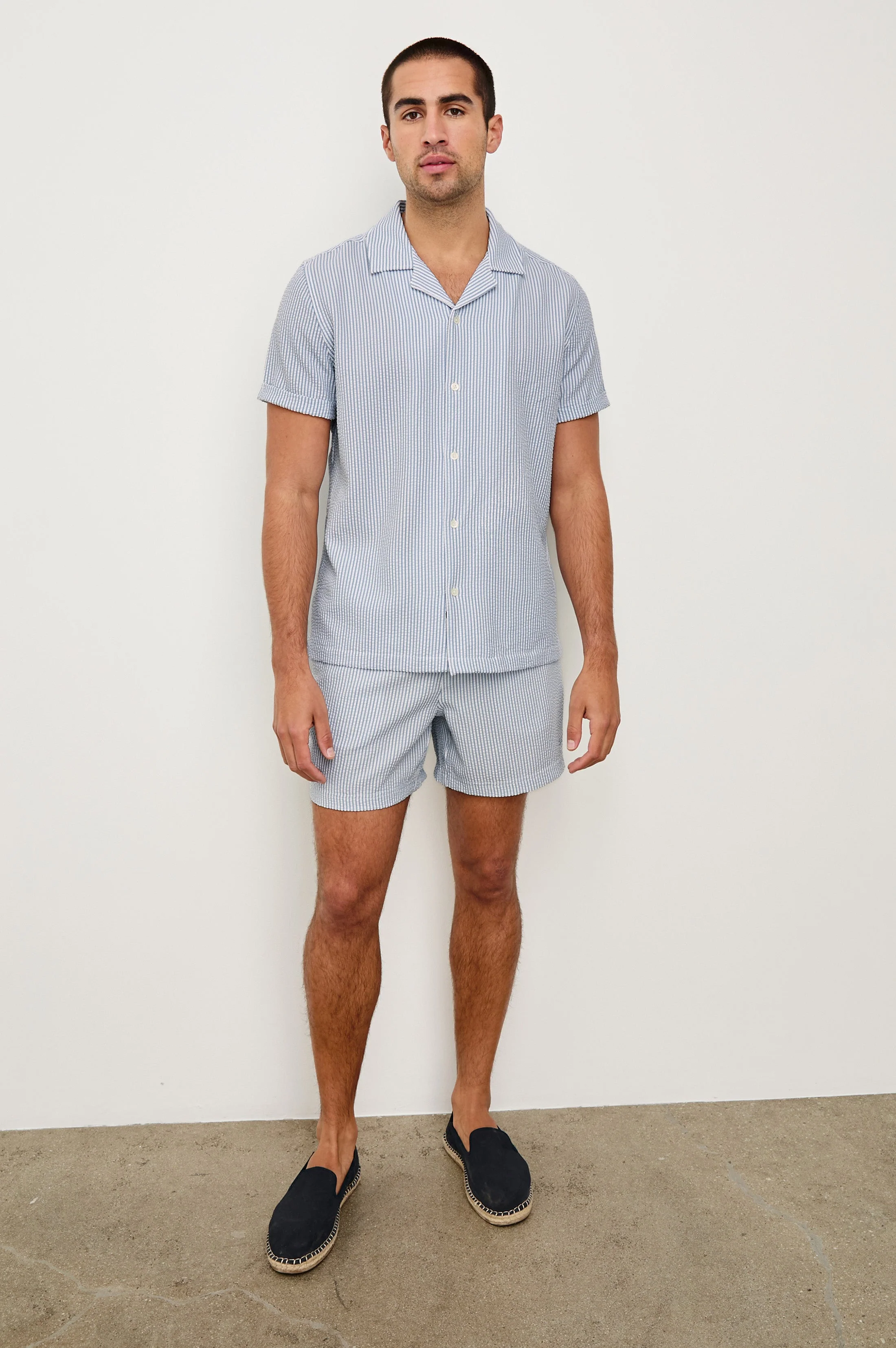 AMALFI SHIRT - BLUE WHITE SEERSUCKER - Image 3