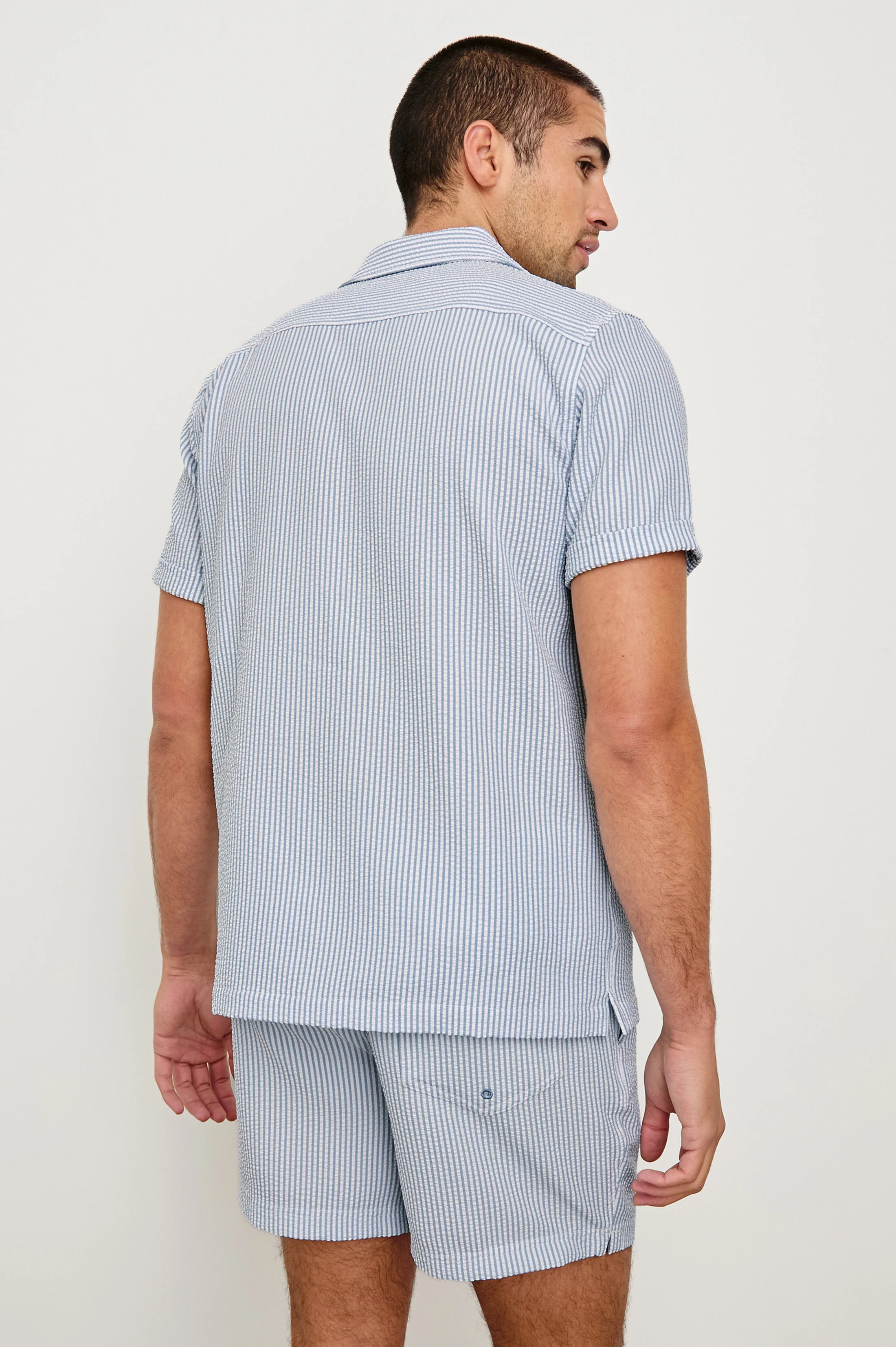 AMALFI SHIRT - BLUE WHITE SEERSUCKER - Image 4