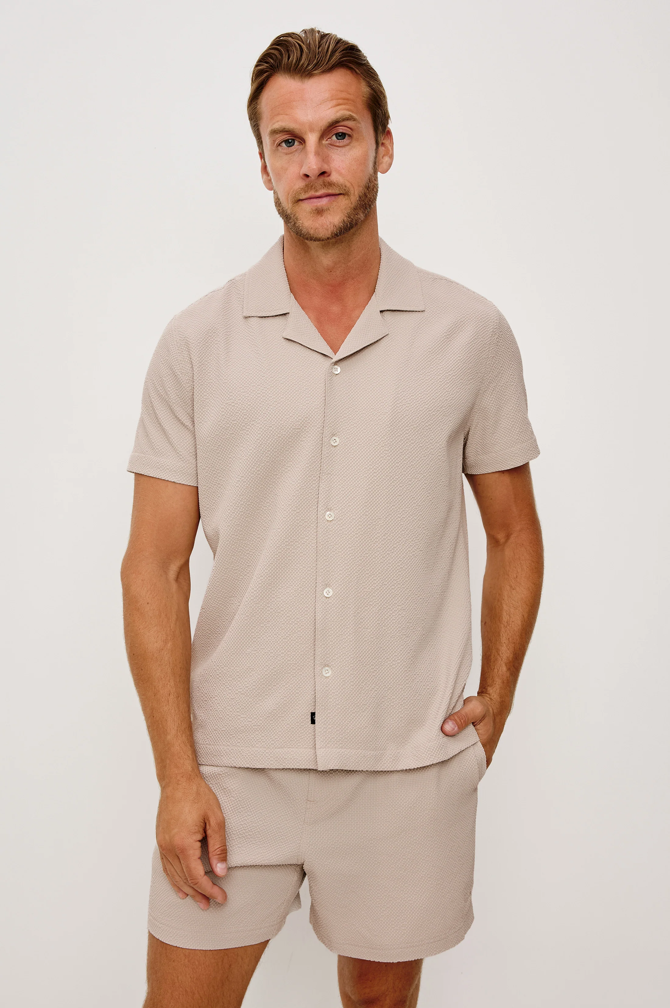AMALFI SHIRT - KHAKI CHECK SEERSUCKER - Image 5