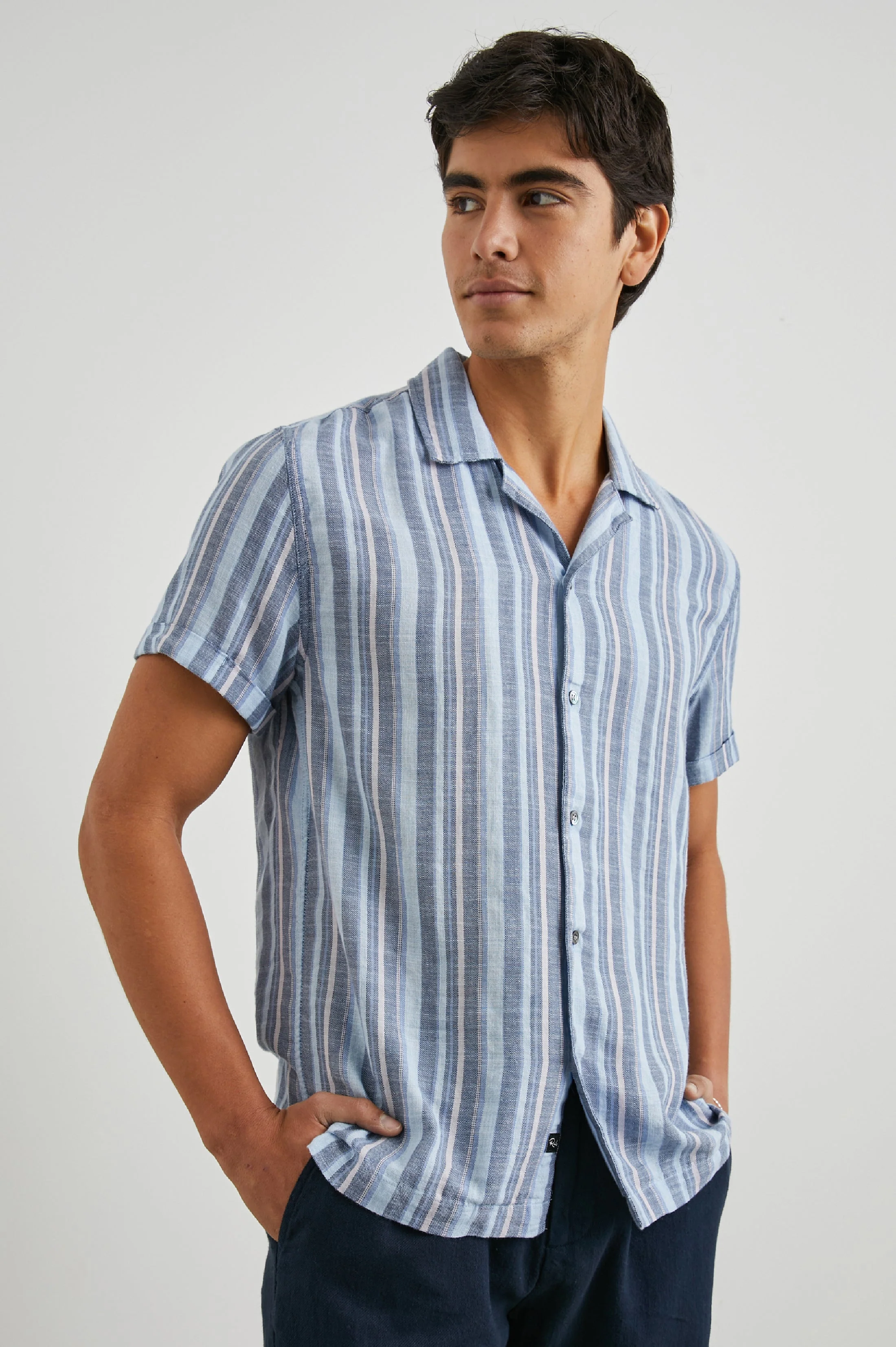 AMALFI SHIRT - POWDER COBALT STRIPE - Image 4