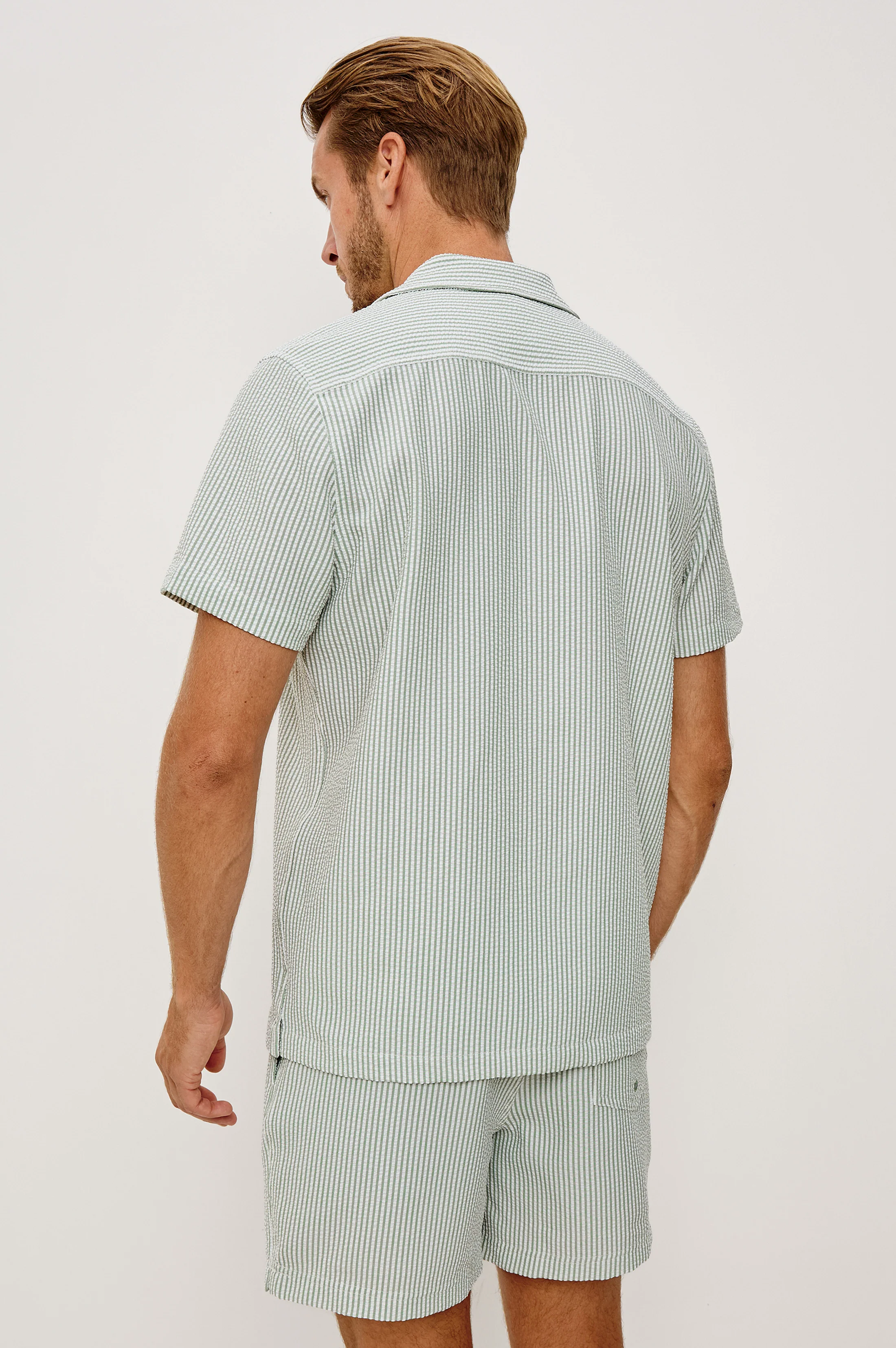 AMALFI SHIRT - SAGE WHITE SEERSUCKER - Image 4