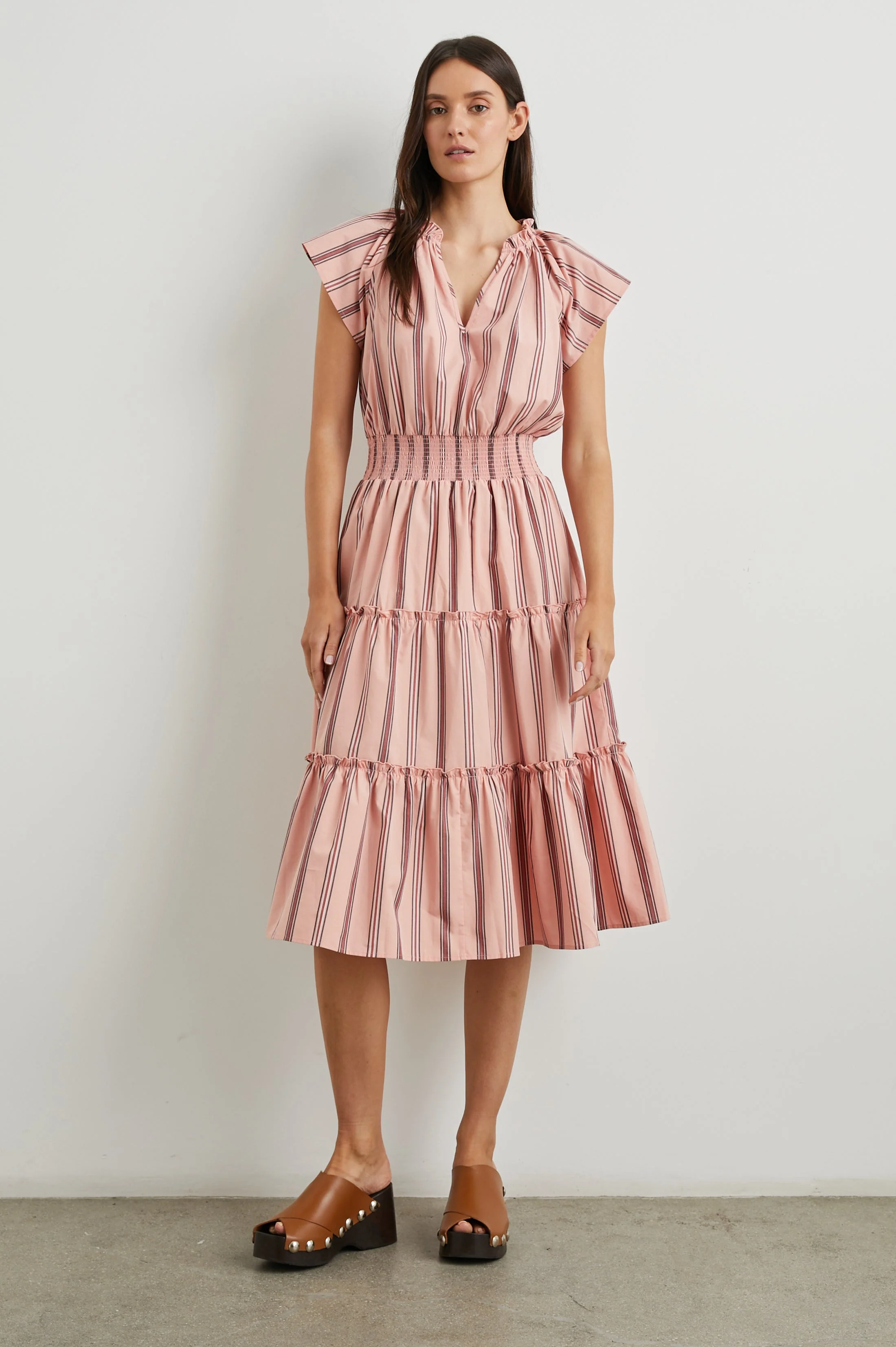 AMELLIA DRESS - CORAL NAVY STRIPE - Image 3