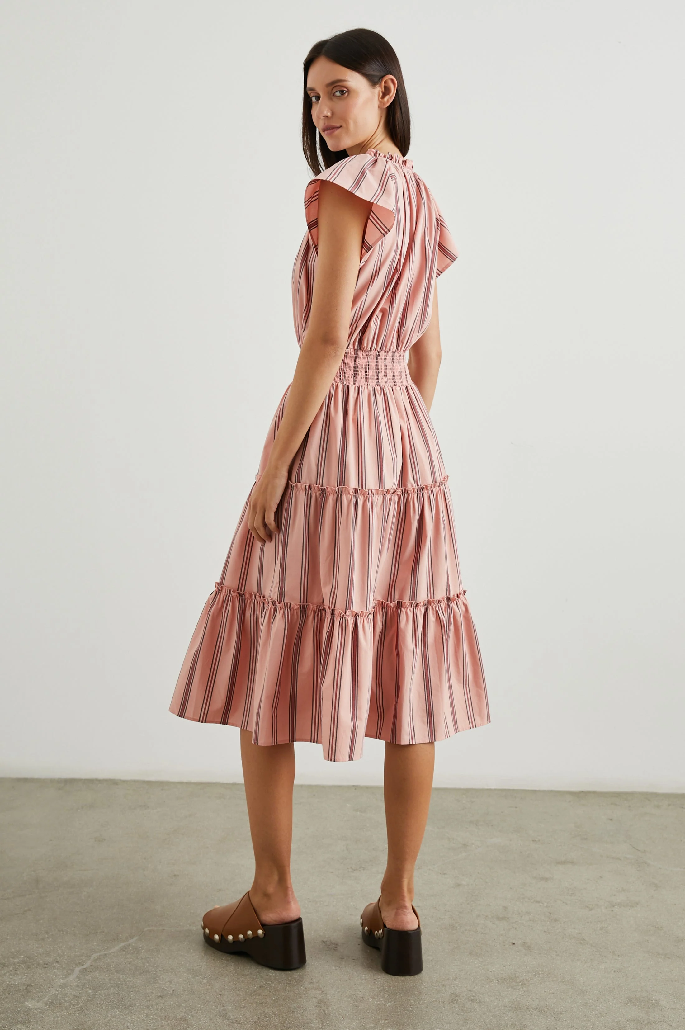 AMELLIA DRESS - CORAL NAVY STRIPE - Image 4