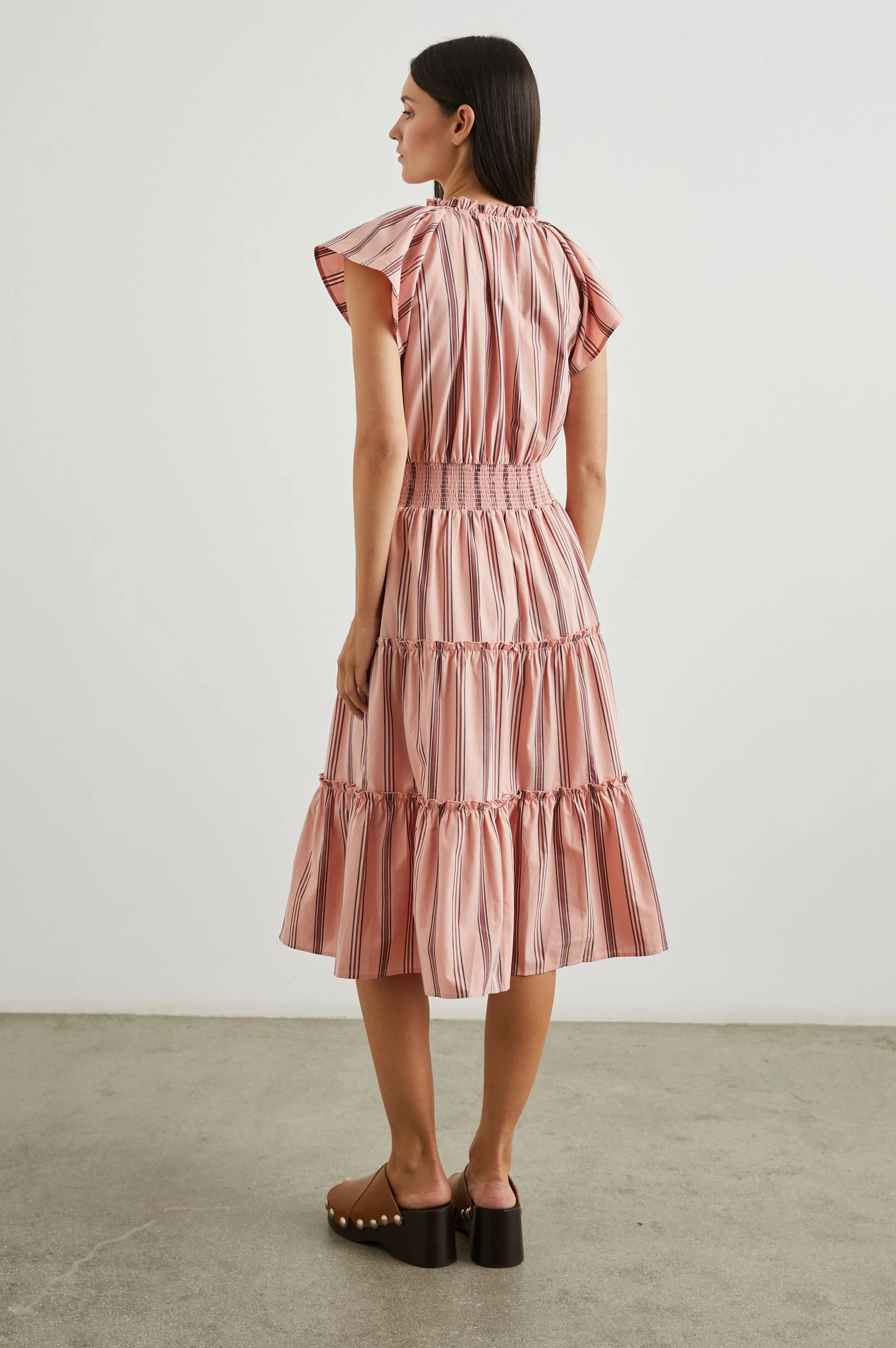 AMELLIA DRESS - CORAL NAVY STRIPE - Image 5