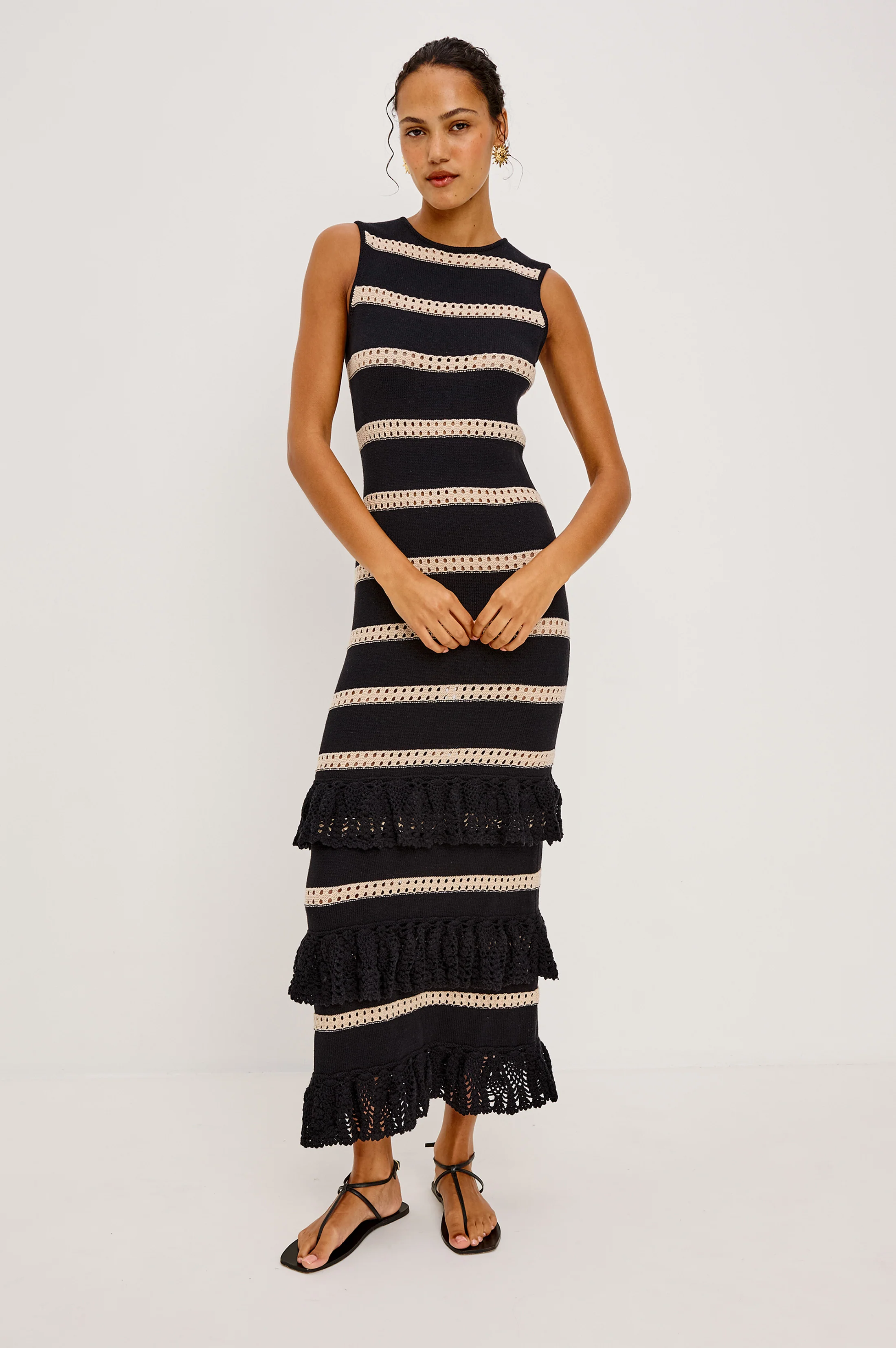 ANA DRESS - BLACK OAT STRIPE