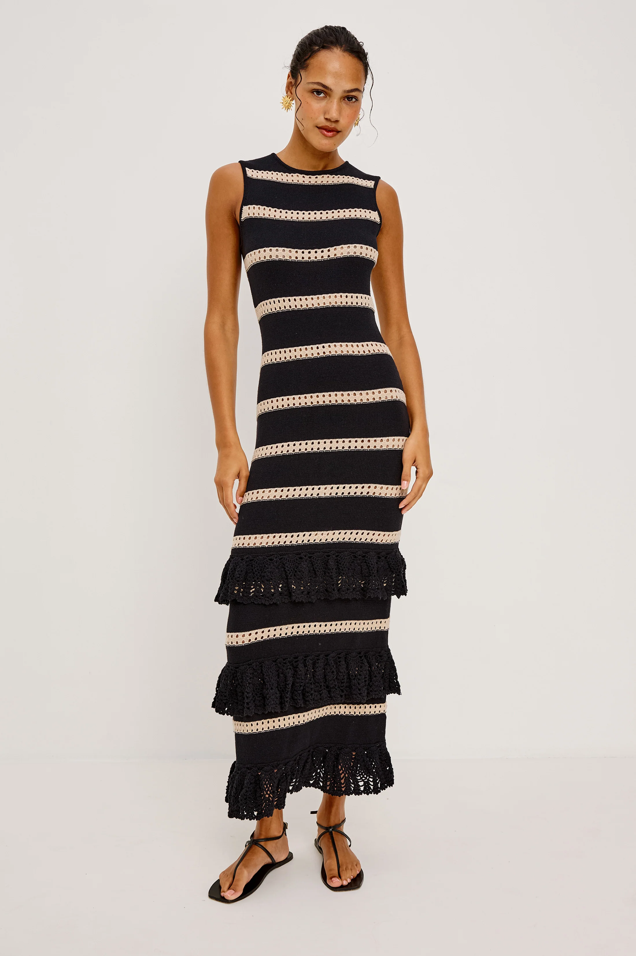 ANA DRESS - BLACK OAT STRIPE - Image 3