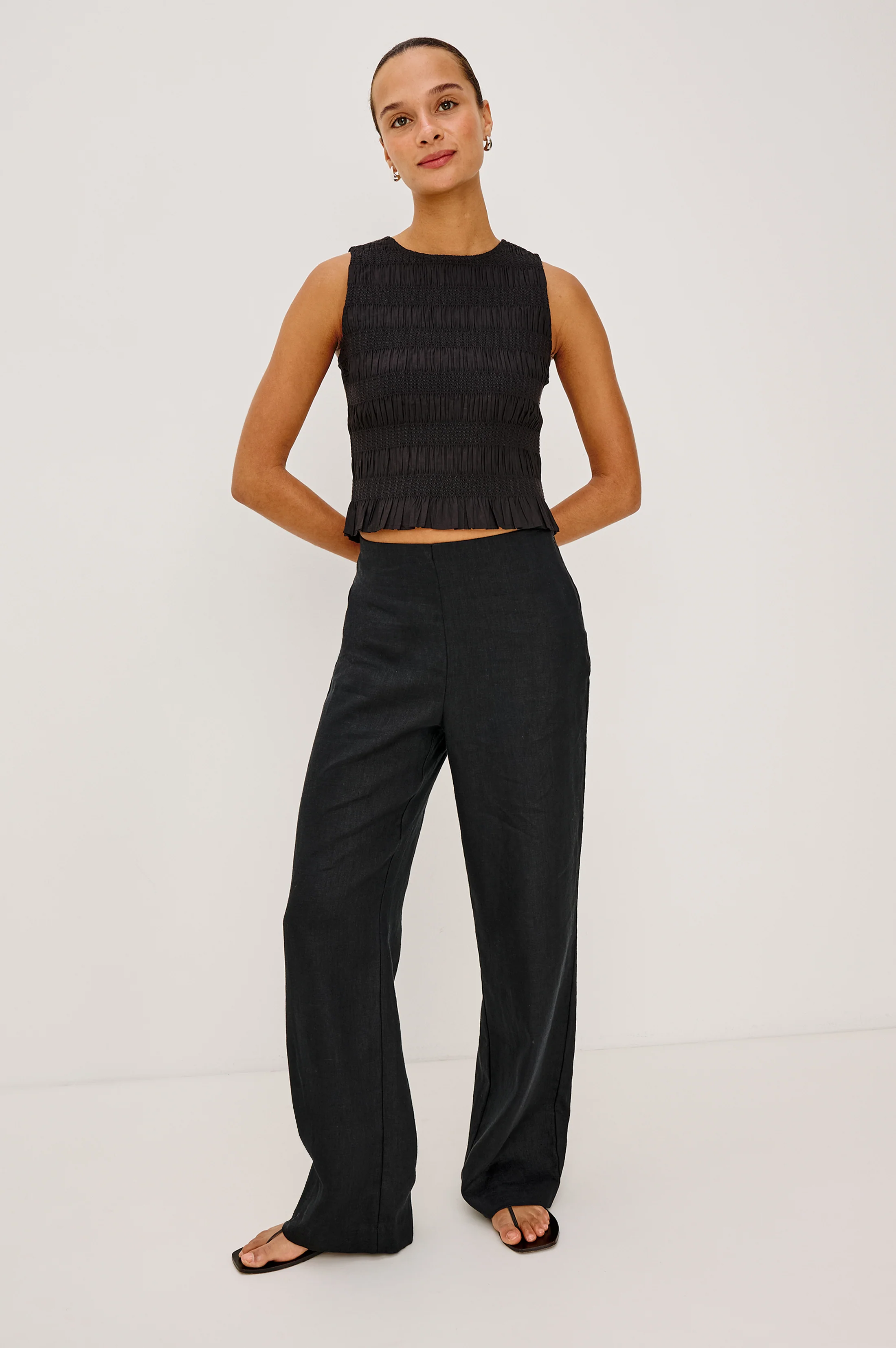 ANDRINE PANT - BLACK LINEN