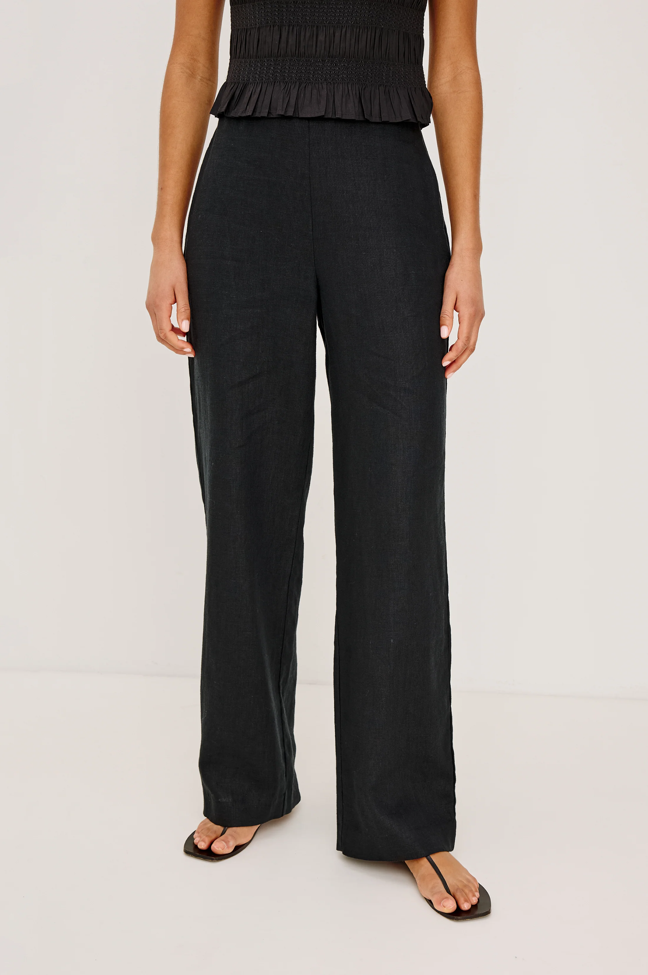 ANDRINE PANT - BLACK LINEN - Image 3