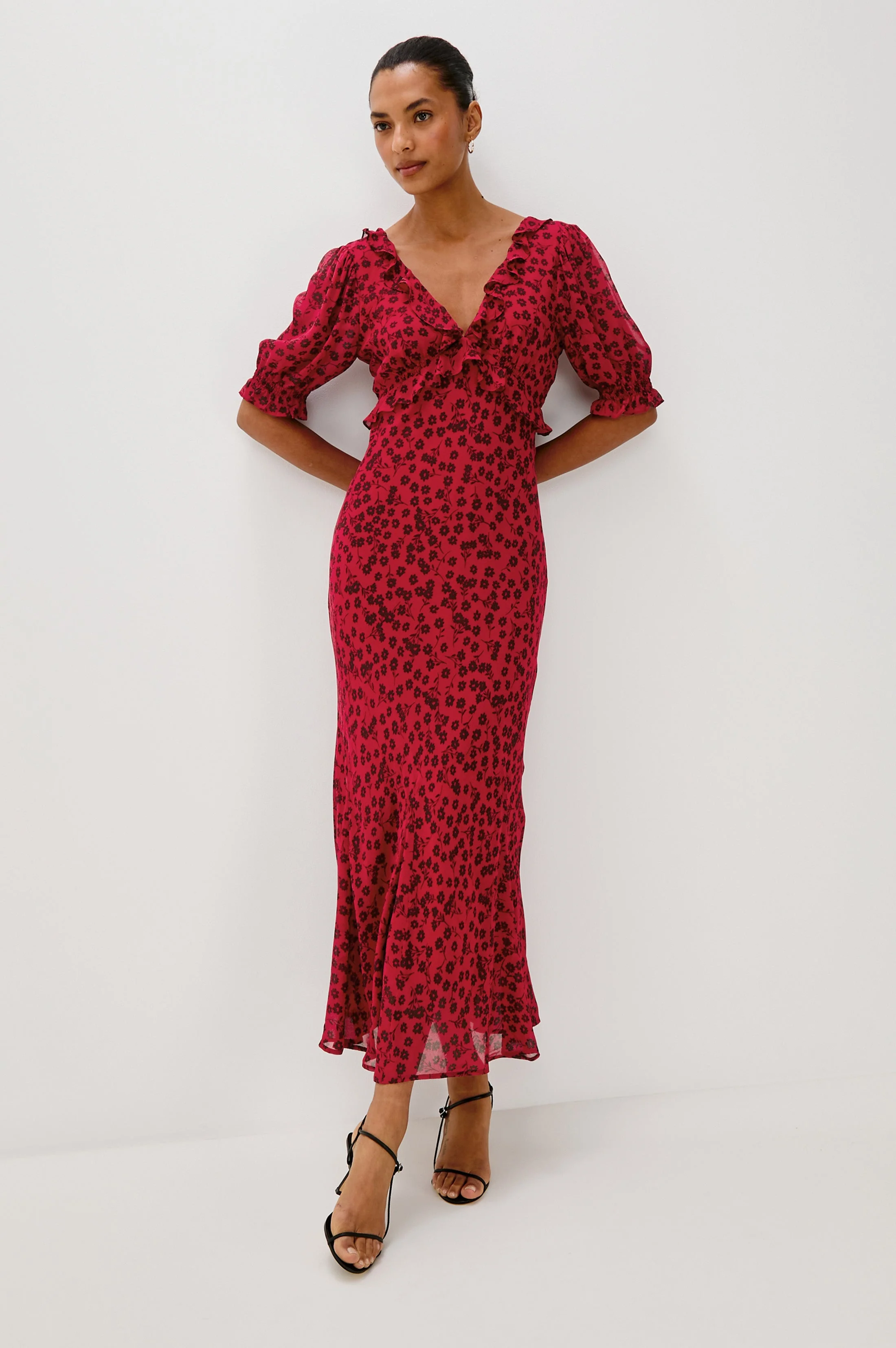 ANNMARIE DRESS - CARMINE DAISIES - Image 3