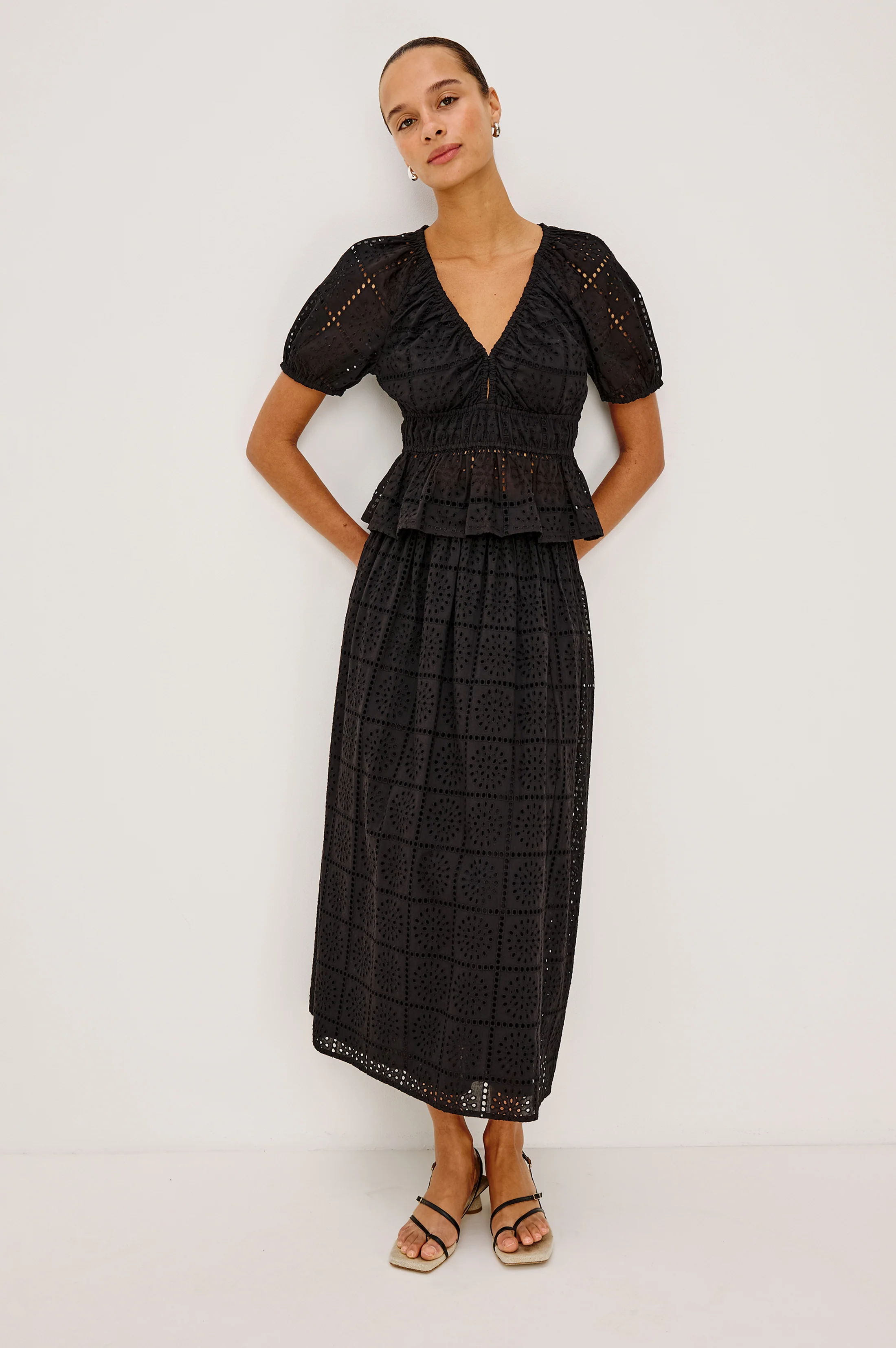 ARGENTA TOP - BLACK GRID EMBROIDERY - Image 3
