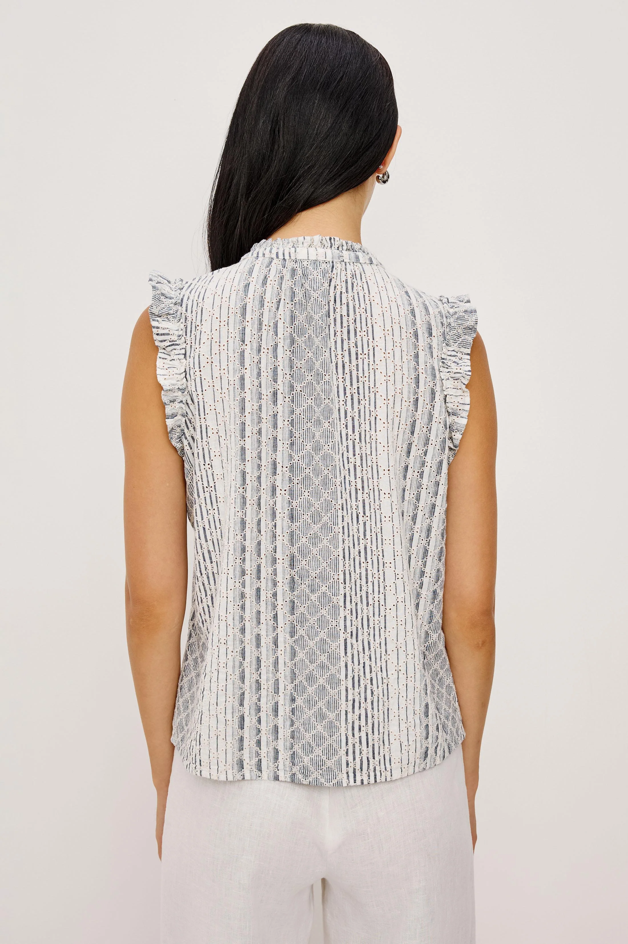 ARLENE TOP - STRIPED EYELET - Image 5