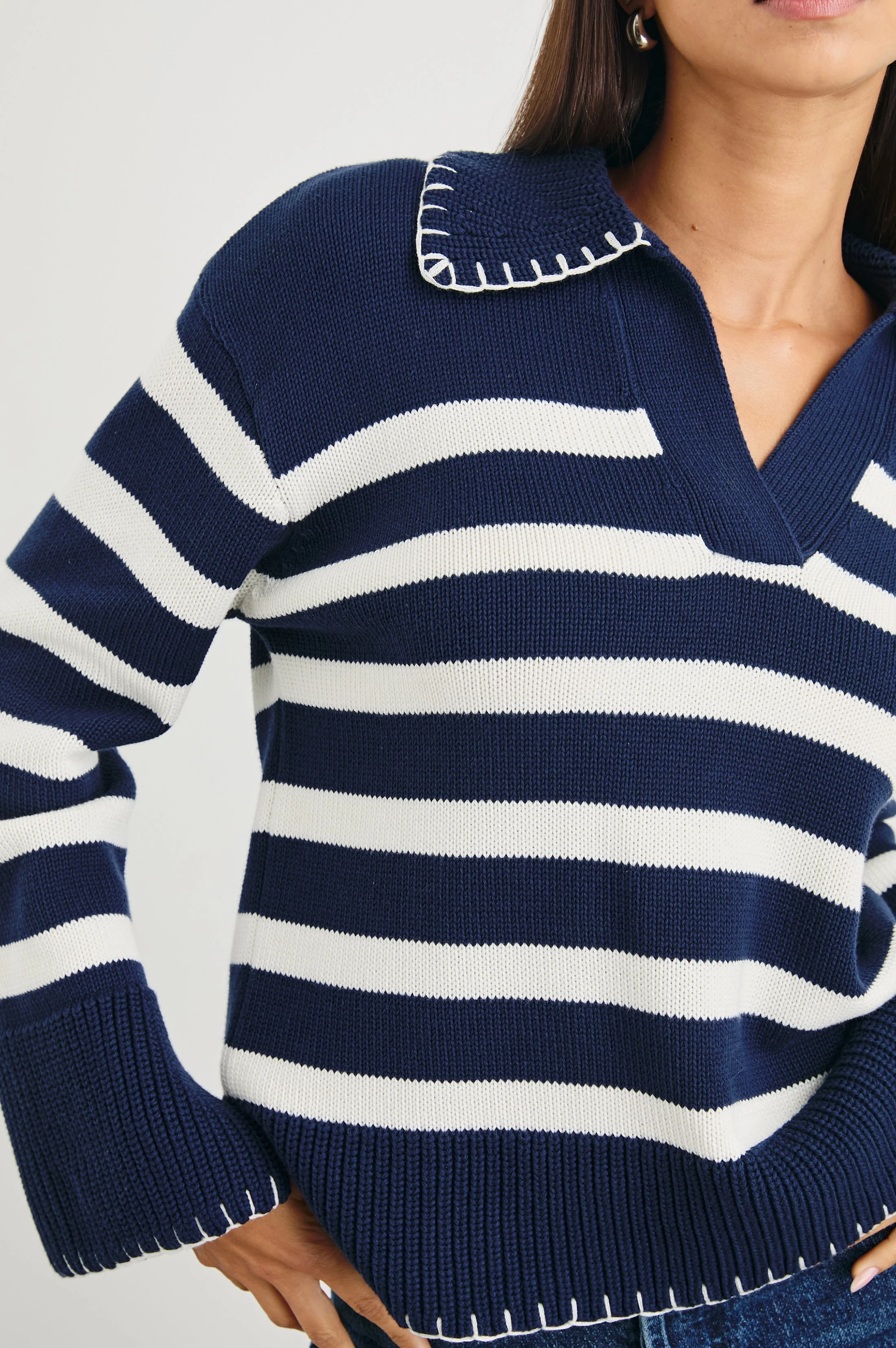 ATHENA SWEATER - NAVY IVORY STRIPE - Image 2