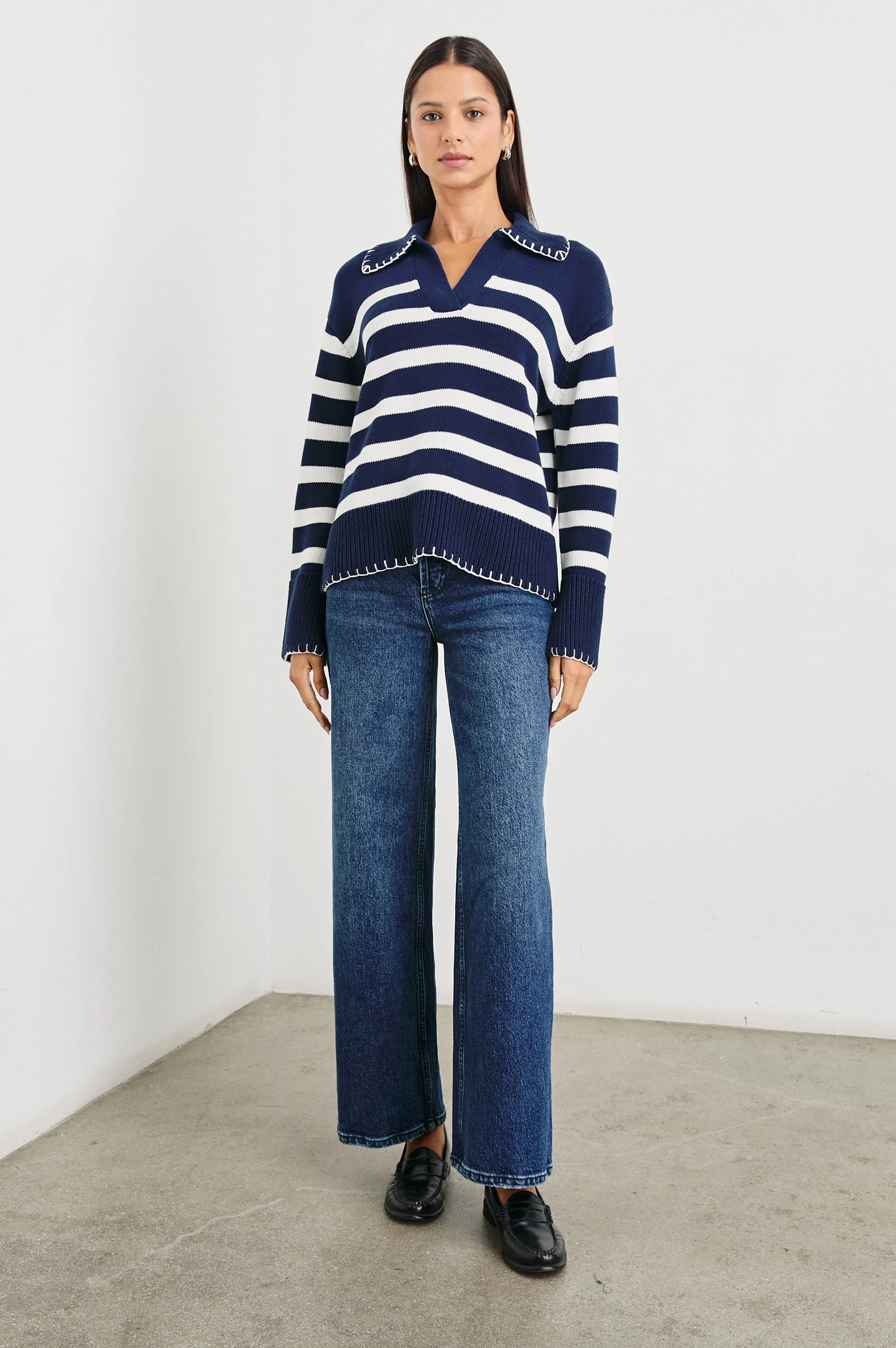 ATHENA SWEATER - NAVY IVORY STRIPE - Image 3