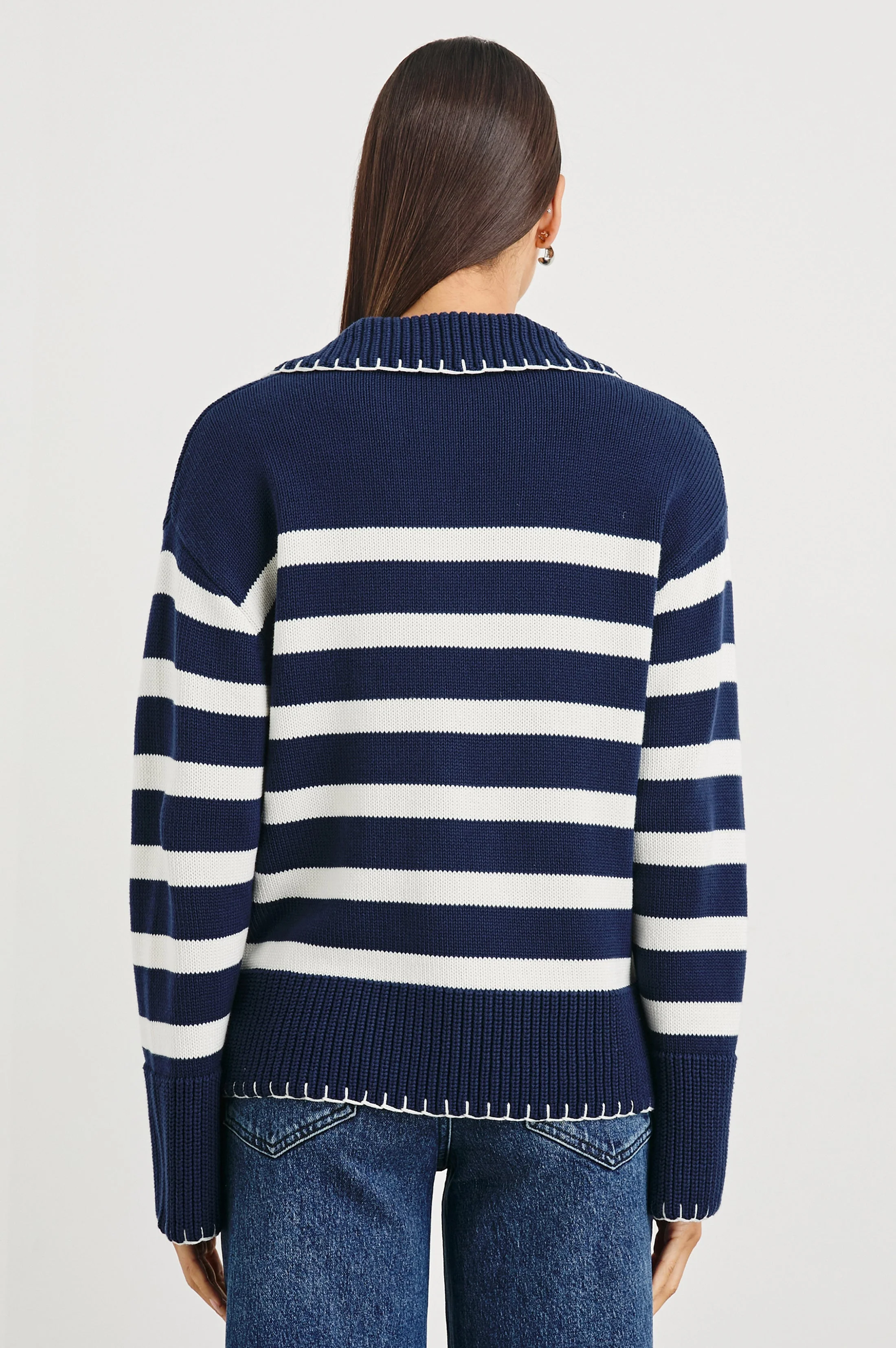 ATHENA SWEATER - NAVY IVORY STRIPE - Image 5