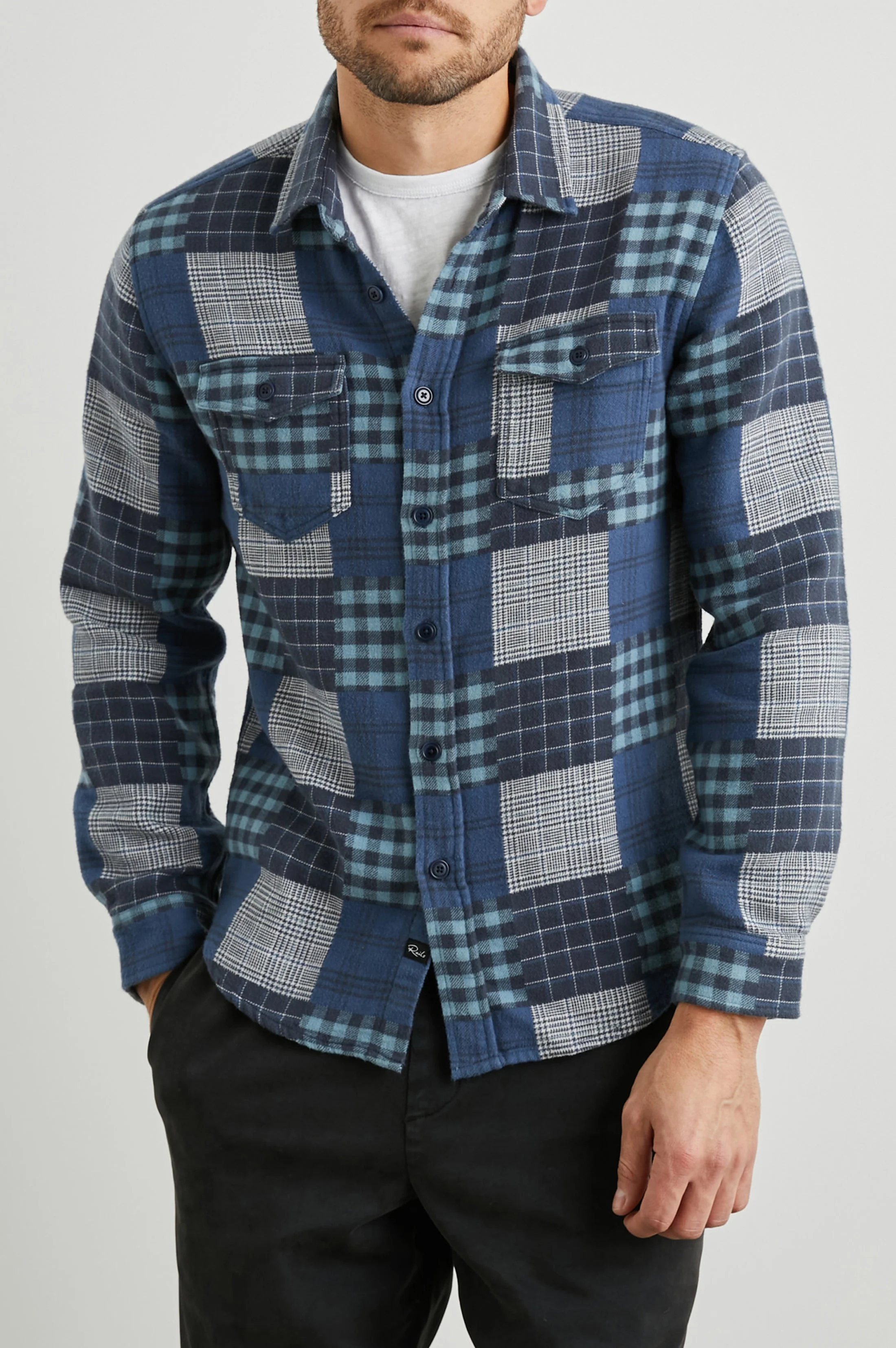 BANTON SHIRT - BLUE PATCHWORK - Image 3