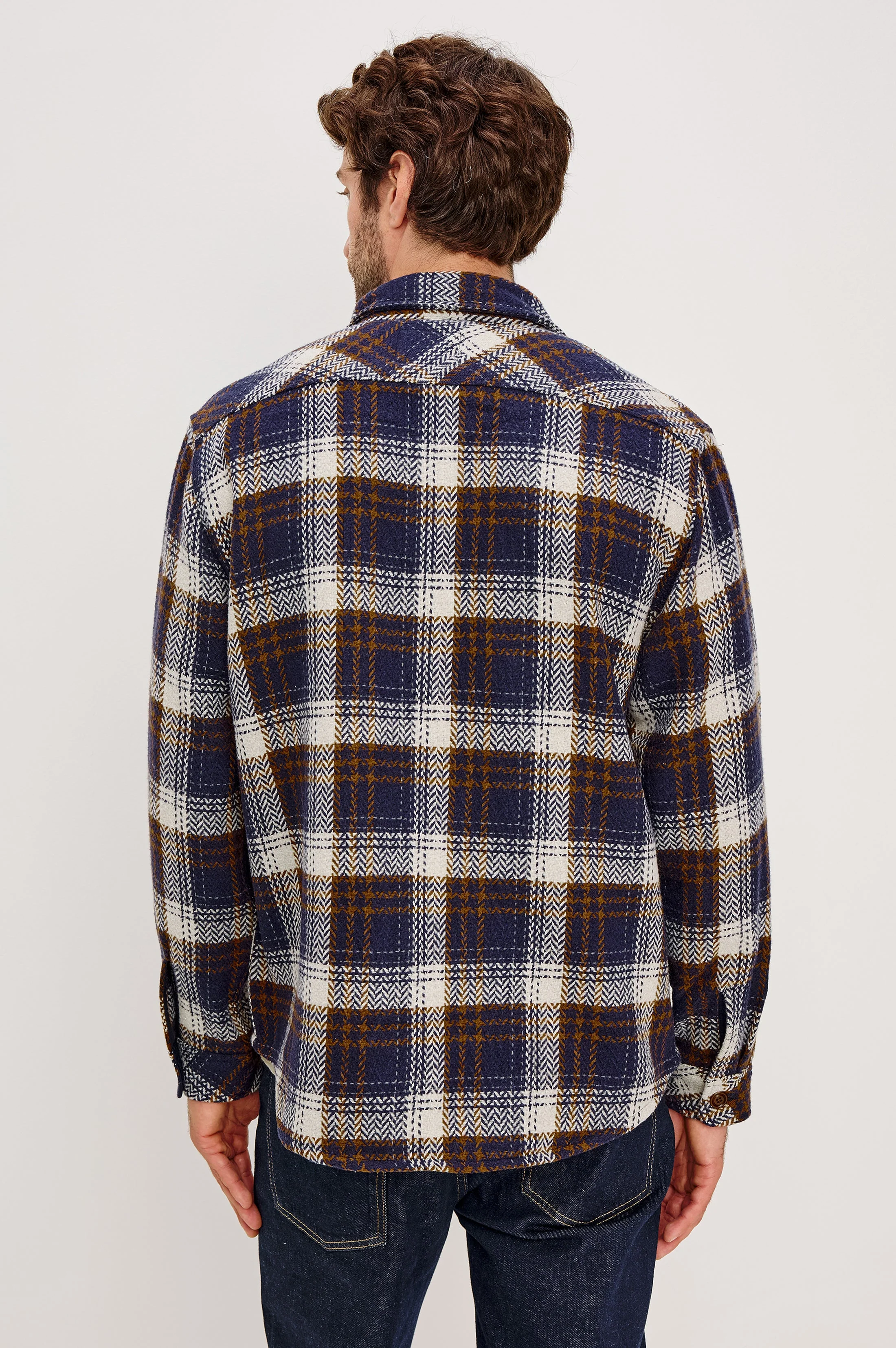 BERKSHIRE SHIRT JACKET - NAVY UMBER CREAM - Image 5