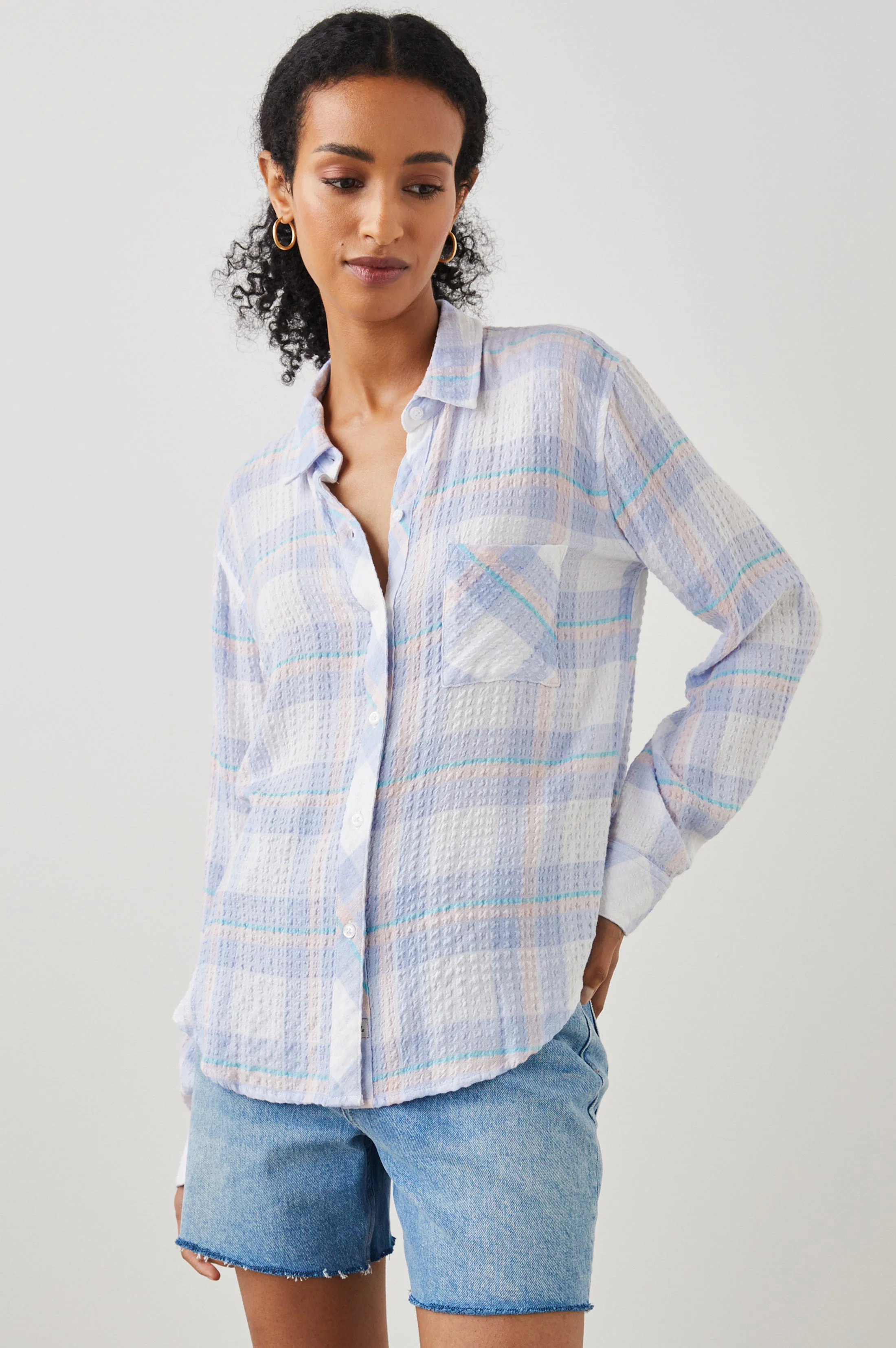 BRADY SHIRT - WHITE PERRIWINKLE PEACH - Image 4
