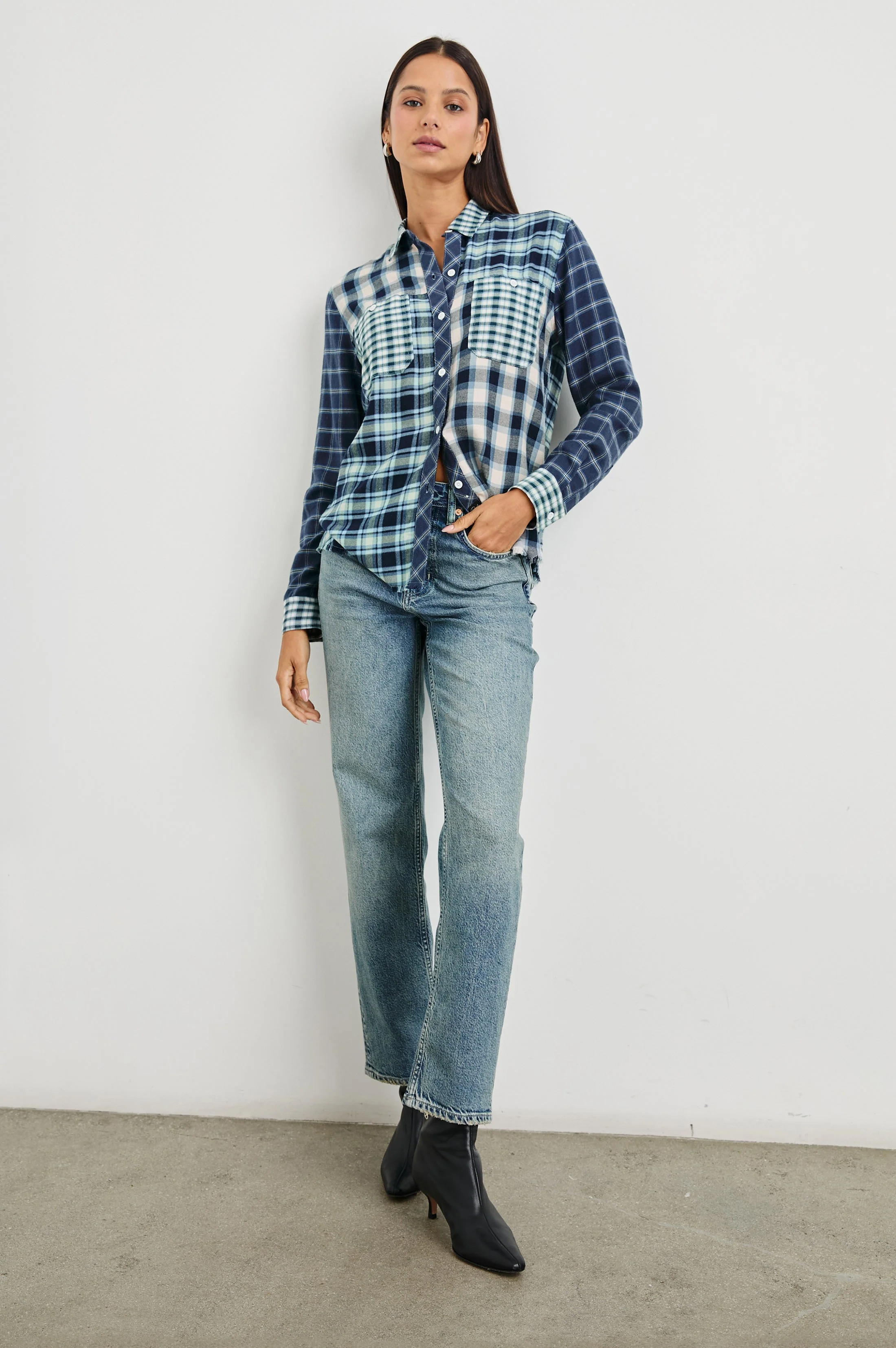 BRANDO SHIRT - SKY NAVY MIXED PLAID - Image 2