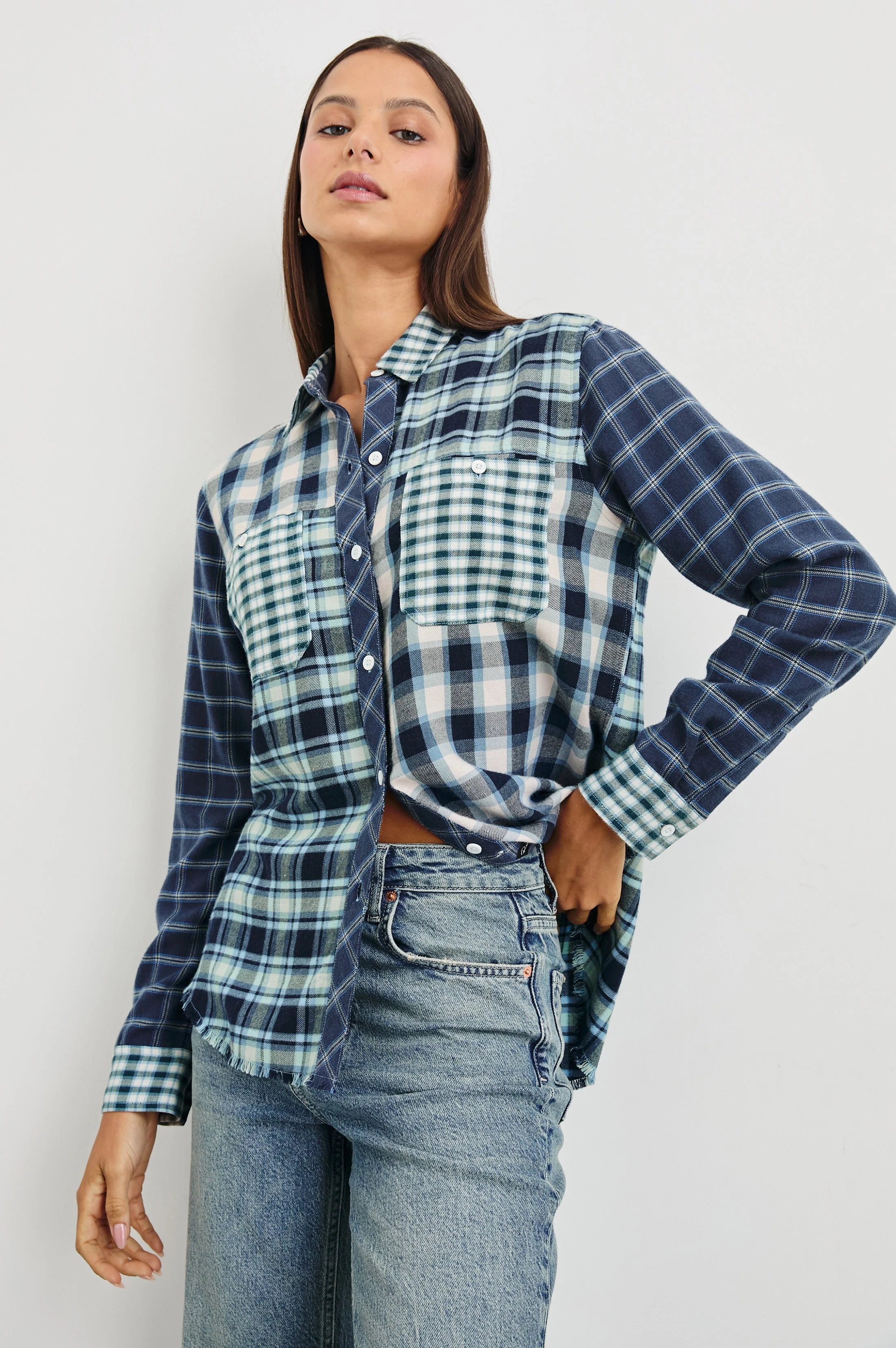 BRANDO SHIRT - SKY NAVY MIXED PLAID - Image 4