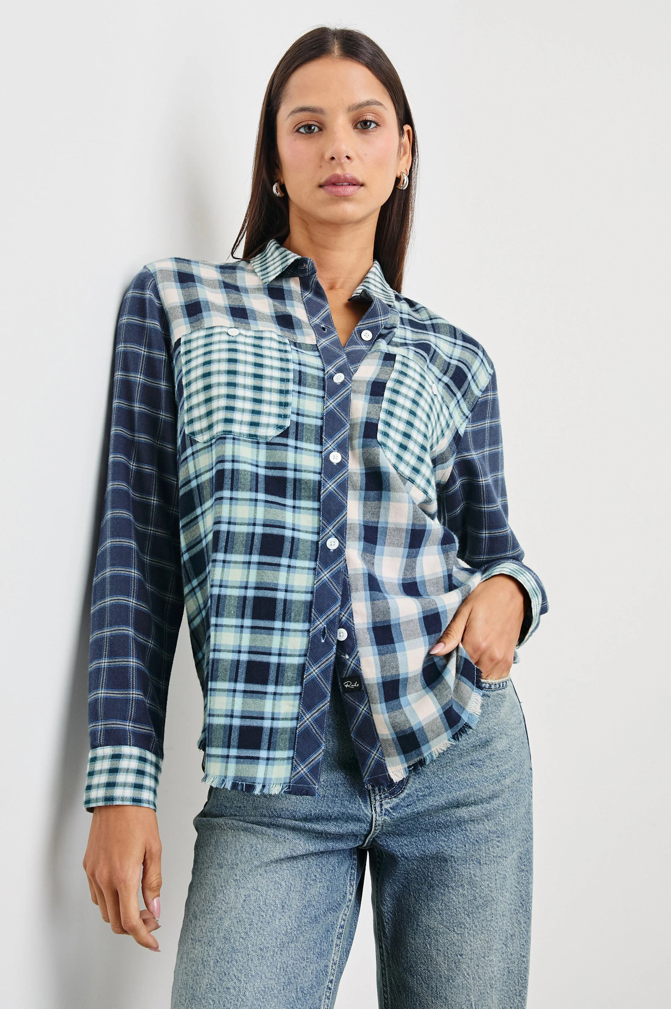 BRANDO SHIRT - SKY NAVY MIXED PLAID - Image 5