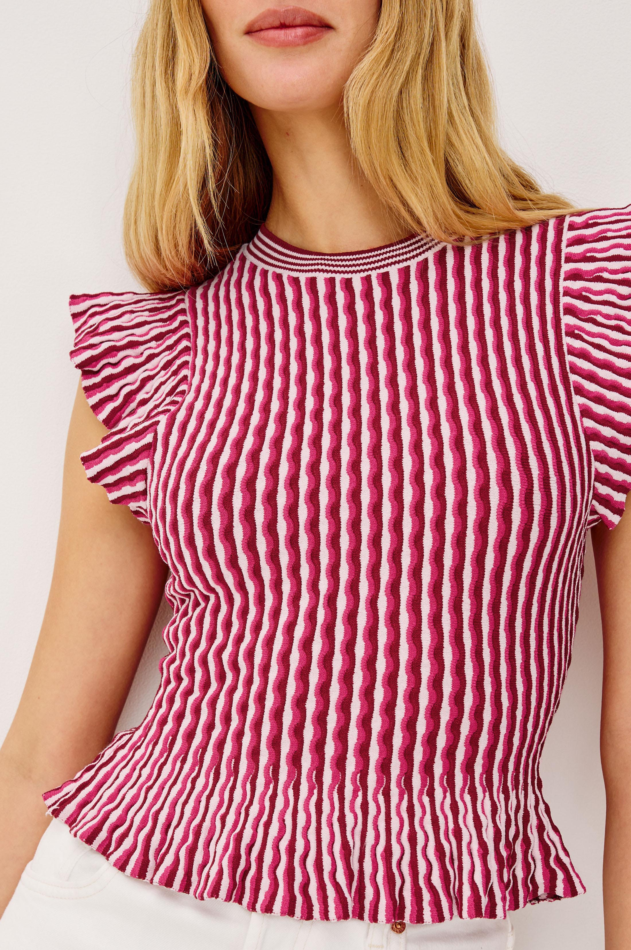 BRYN TOP - BERRY STRIPE - Image 2