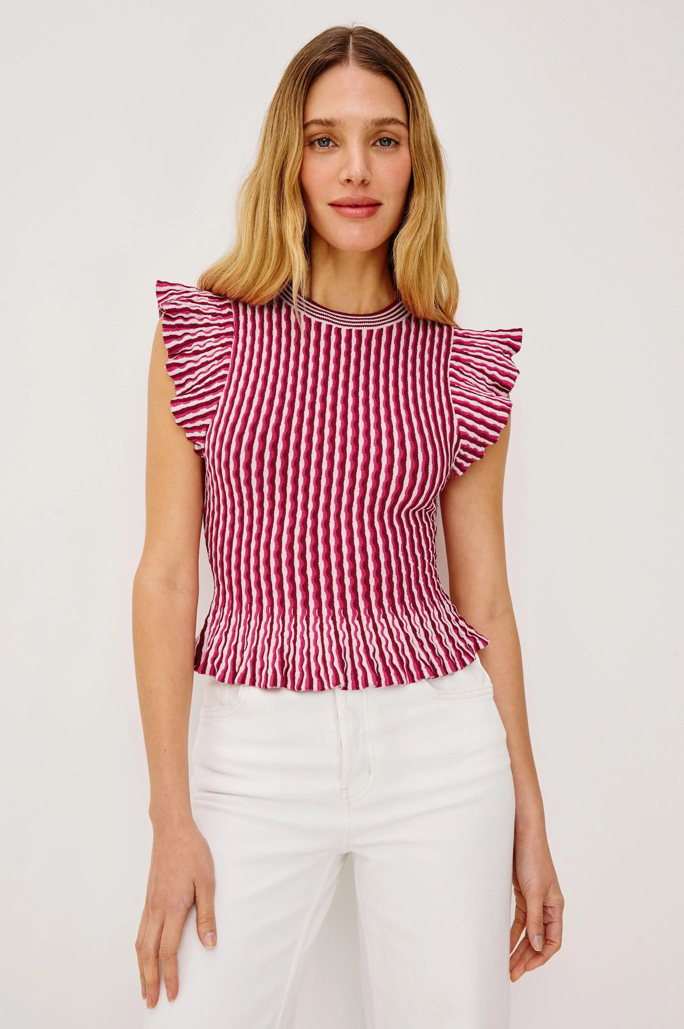 BRYN TOP - BERRY STRIPE - Image 4