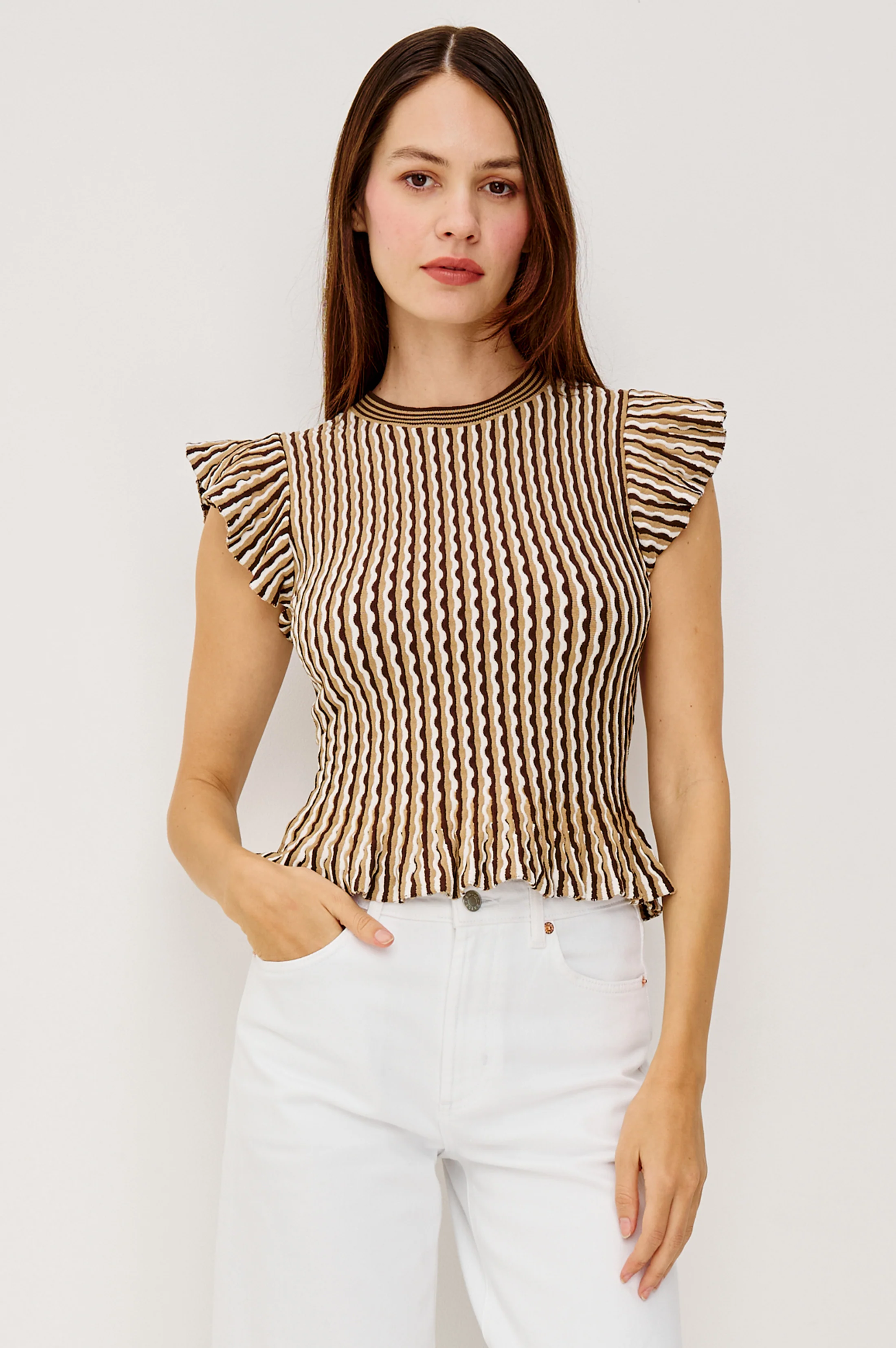 BRYN TOP - BROWN STRIPE