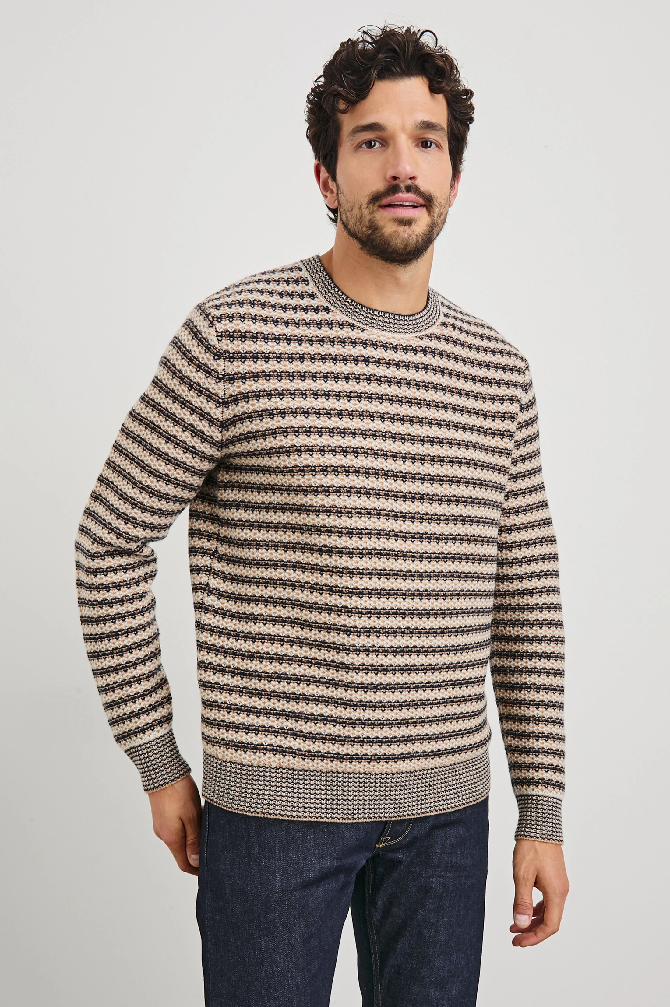 CARRICK SWEATER - NAVY OAT STRIPE - Image 4