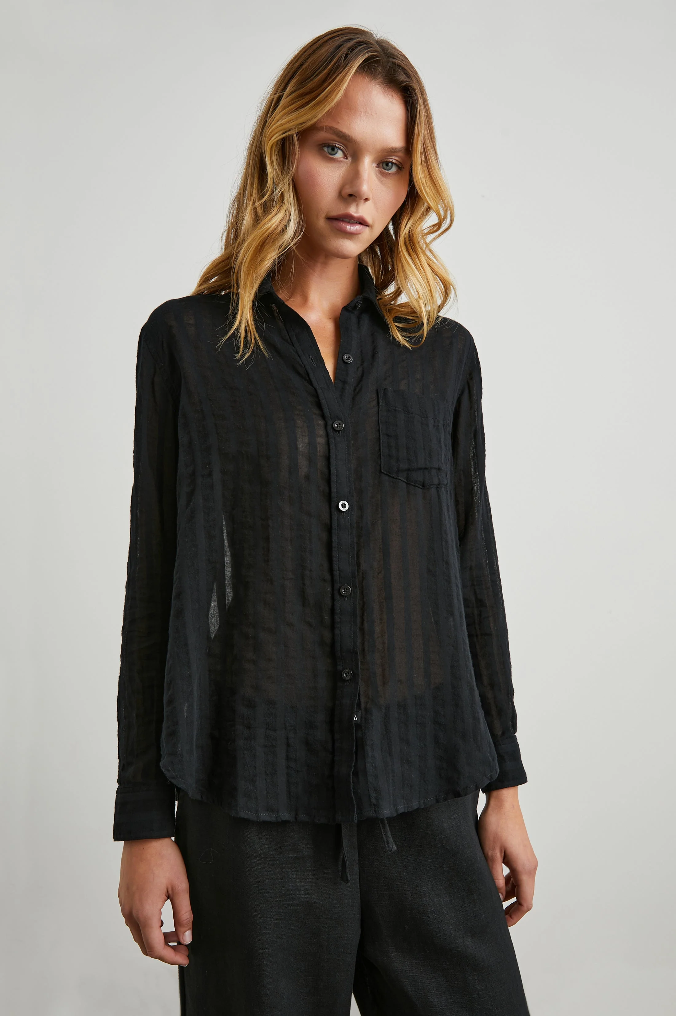 CHARLI SHIRT - BLACK SHADOW STRIPE