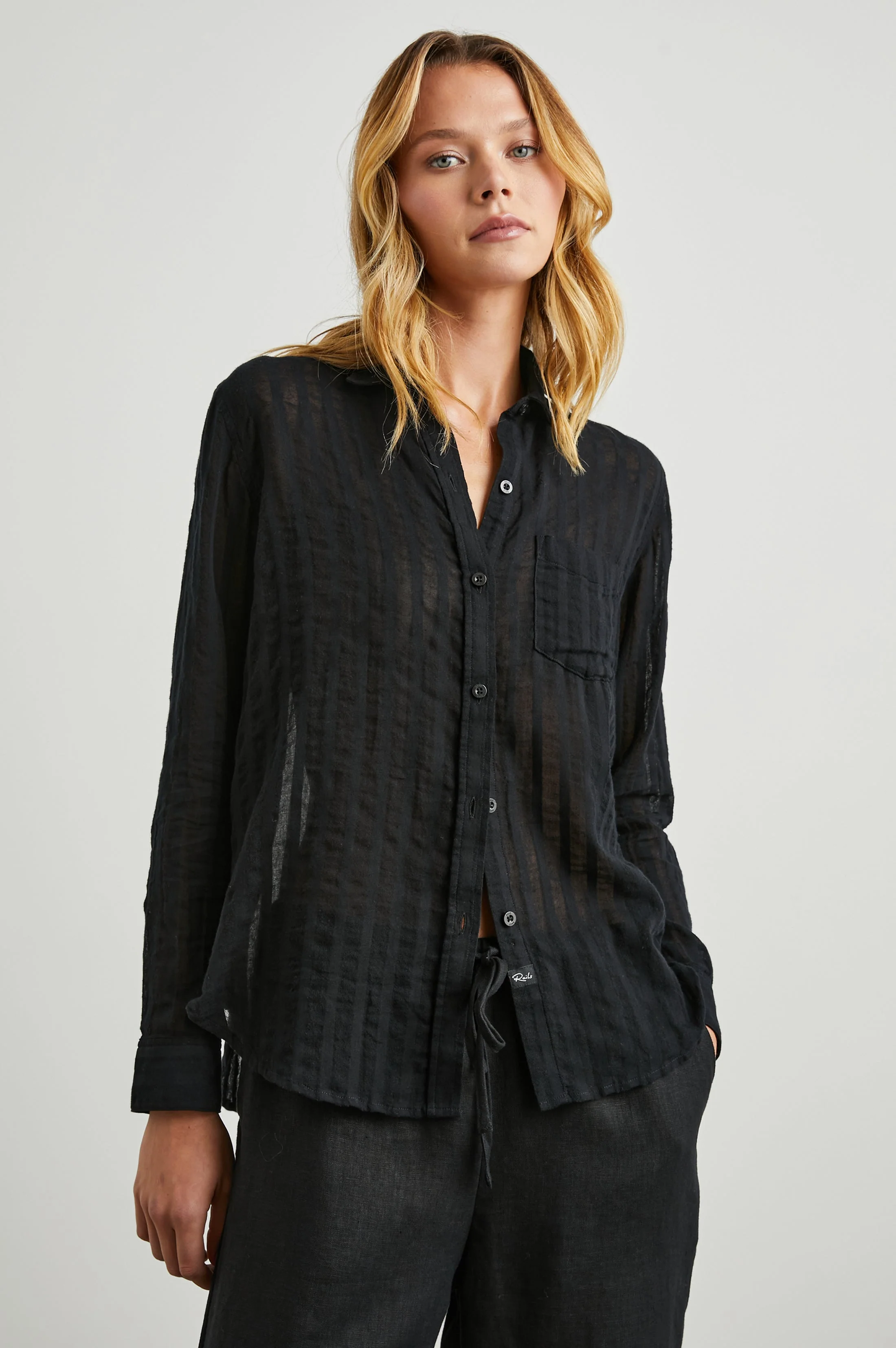 CHARLI SHIRT - BLACK SHADOW STRIPE - Image 4