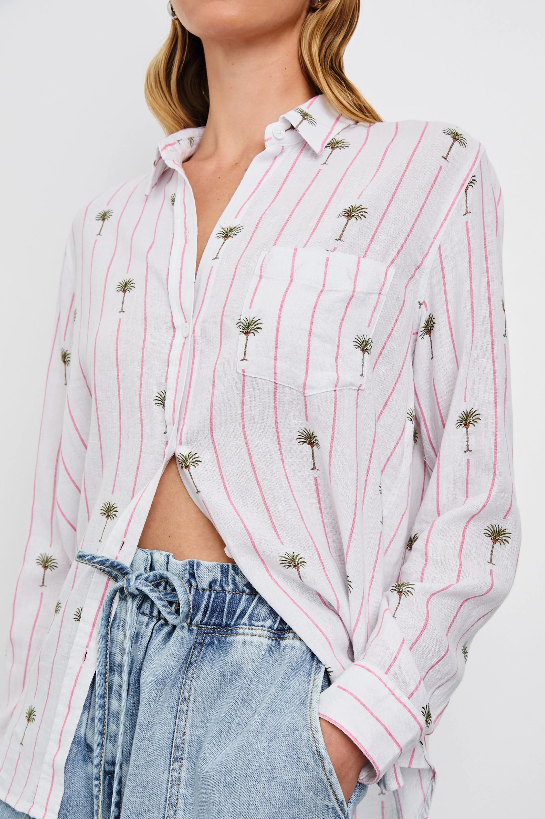 CHARLI SHIRT - PINK PALM STRIPE - Image 2