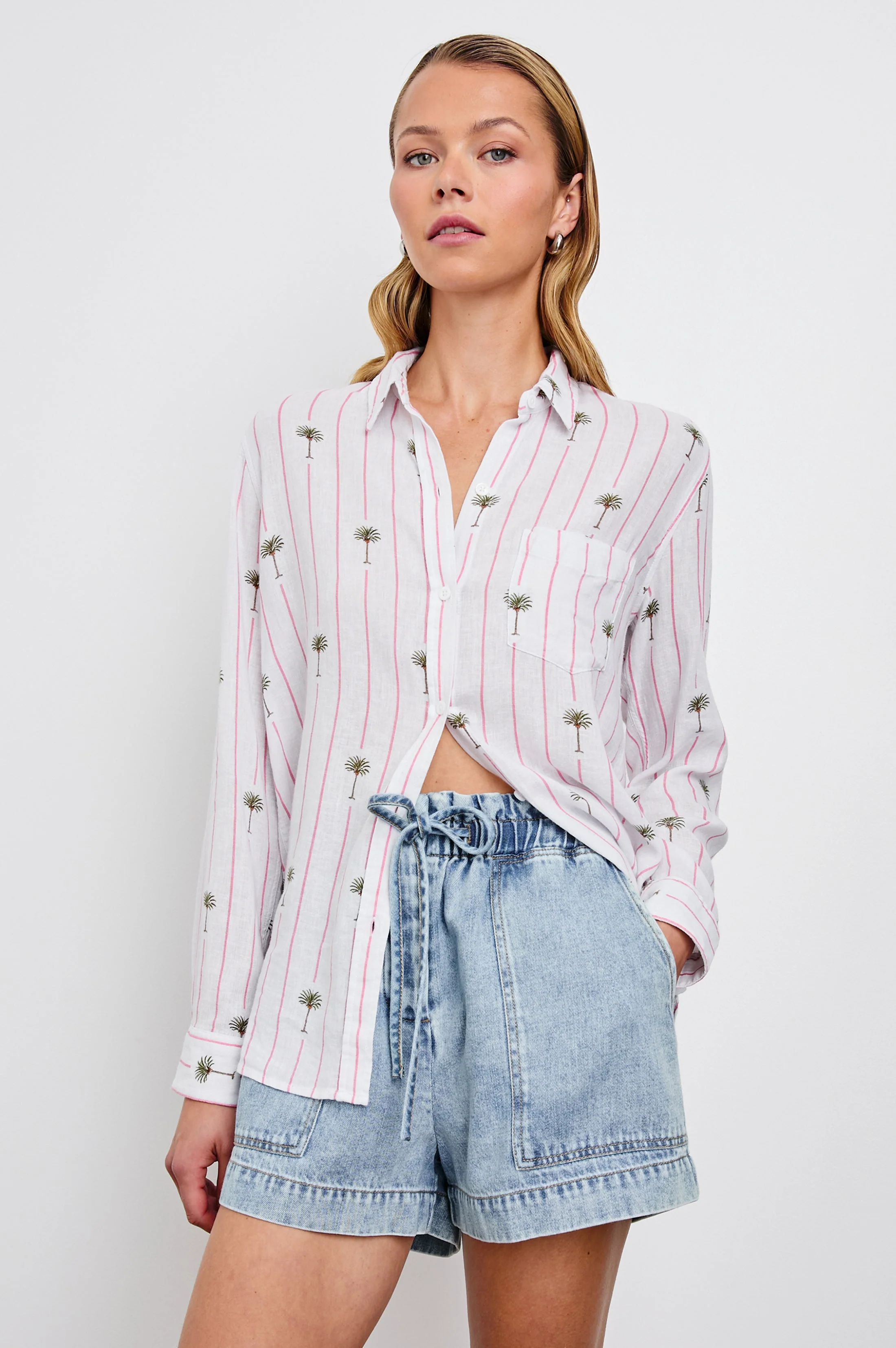 CHARLI SHIRT - PINK PALM STRIPE - Image 3