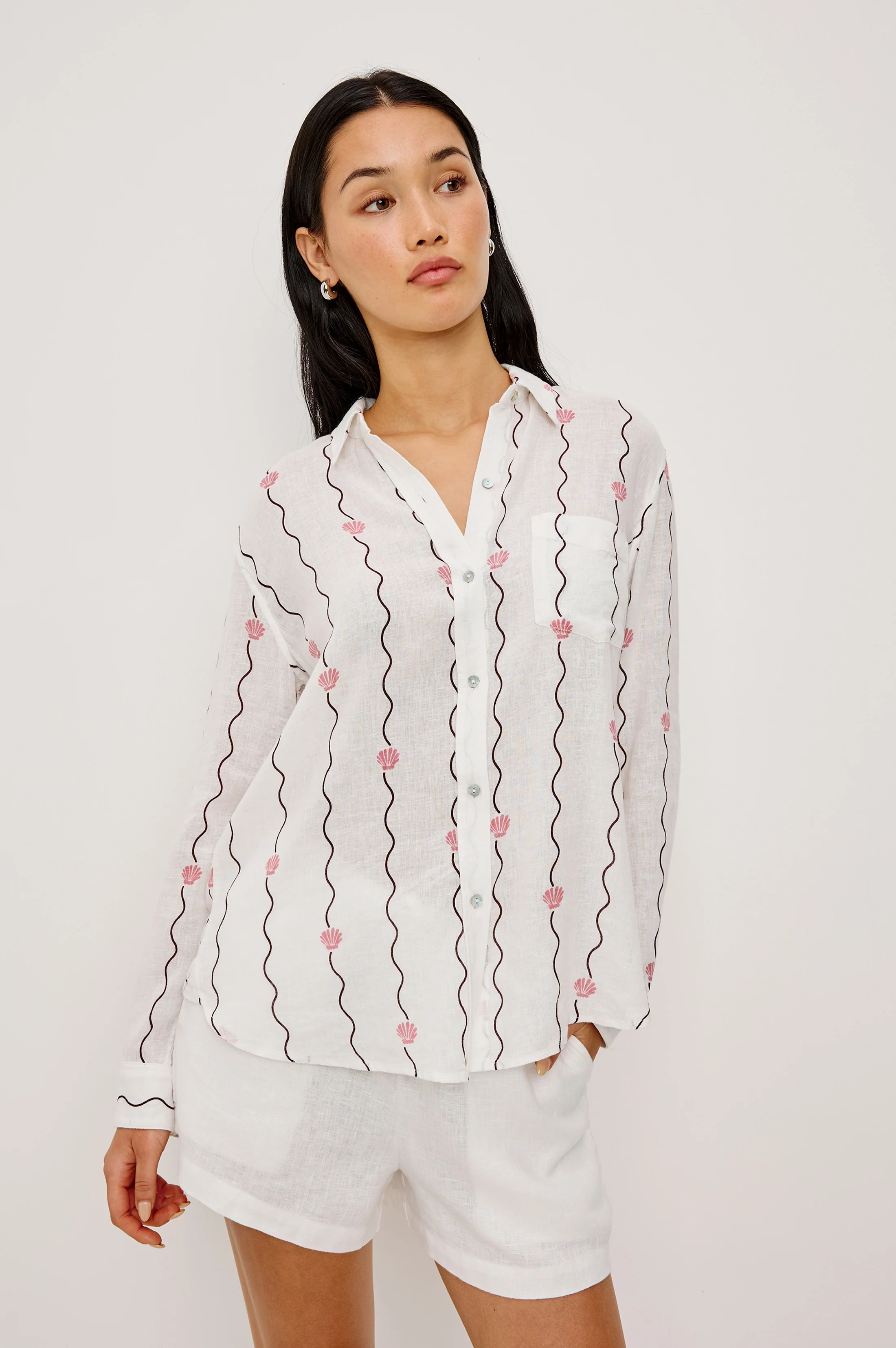 CHARLI SHIRT - STRIPED SEASHELLS