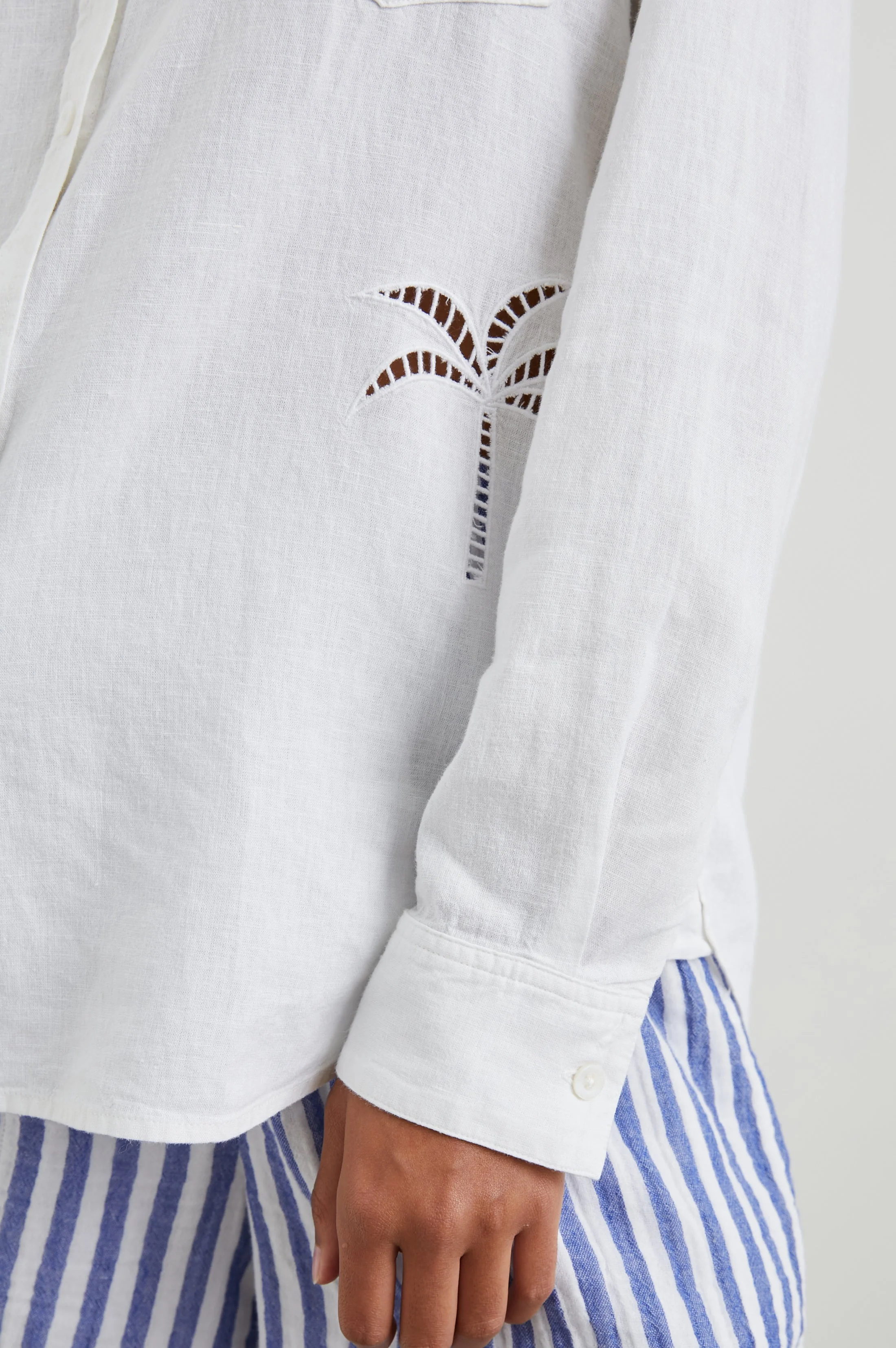 CHARLI SHIRT - WHITE PALM TREE EYELET - Image 2