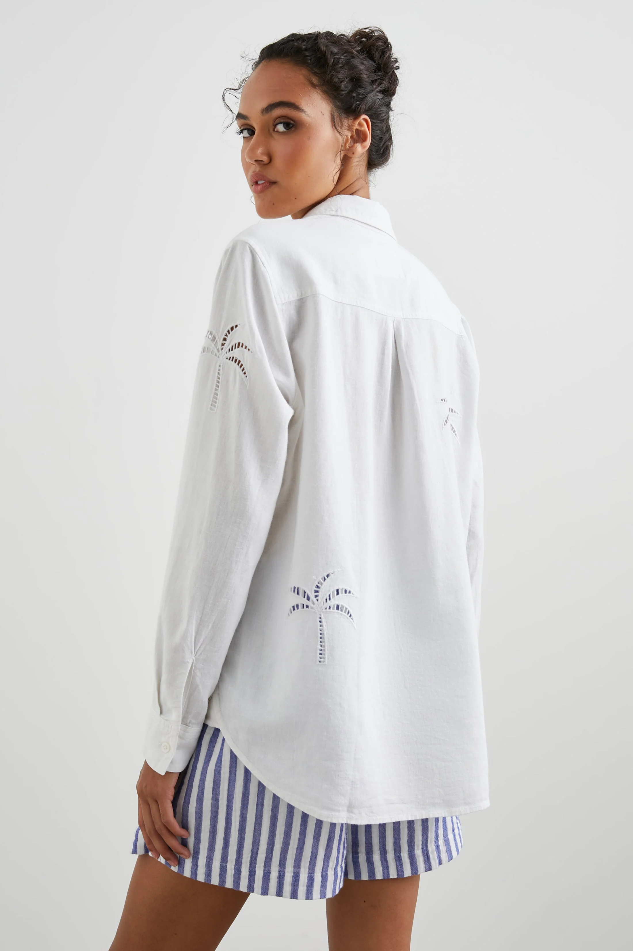 CHARLI SHIRT - WHITE PALM TREE EYELET - Image 5