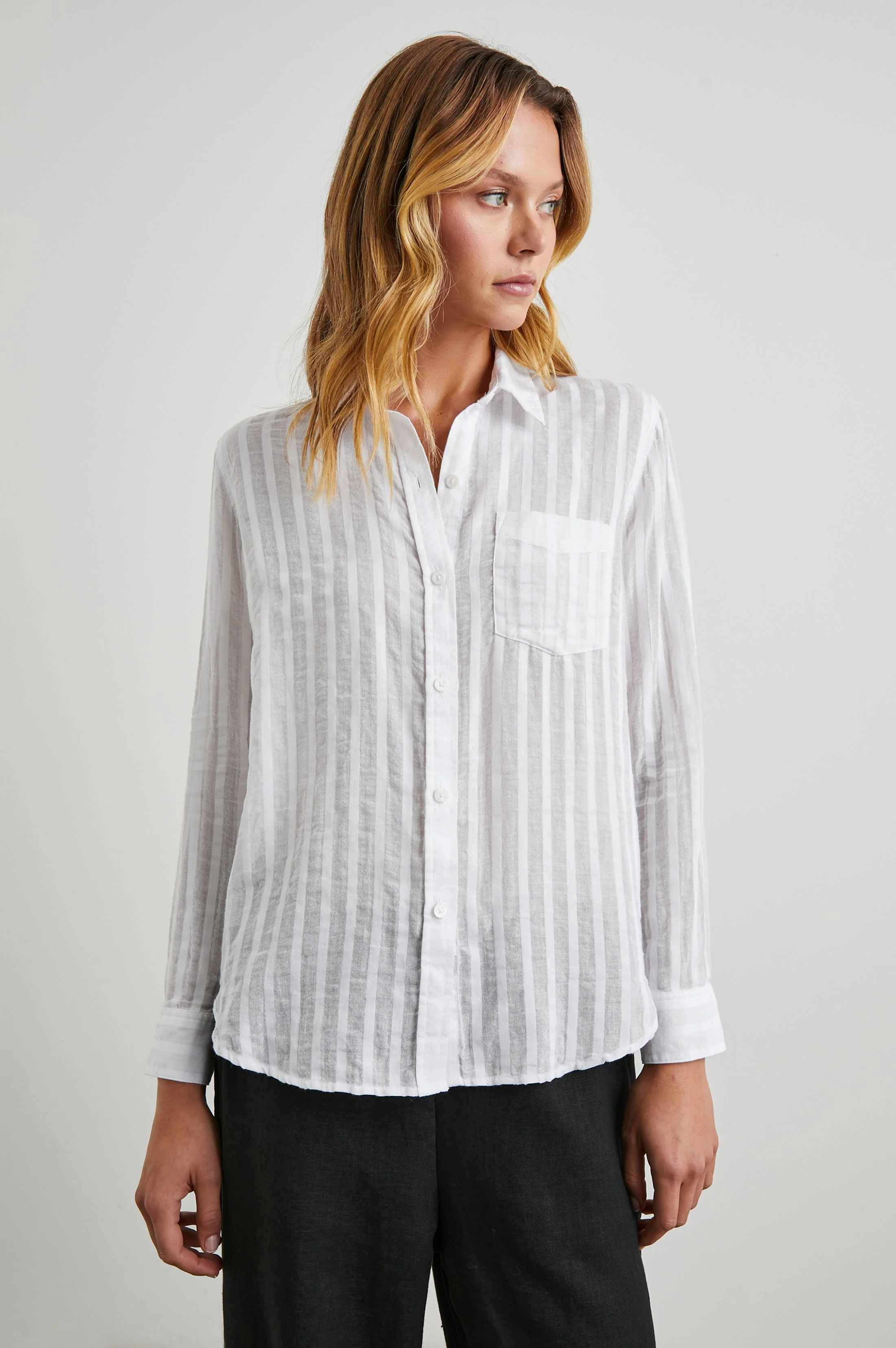 CHARLI SHIRT - WHITE SHADOW STRIPE - Image 4