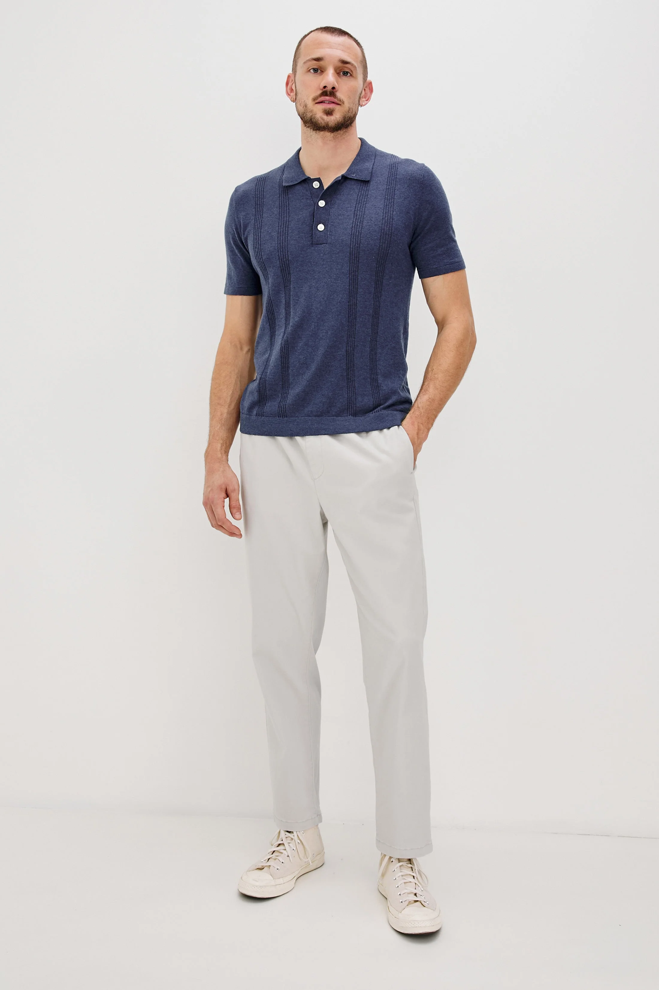 CILLIAN POLO SHIRT - INDIGO DENIM - Image 3