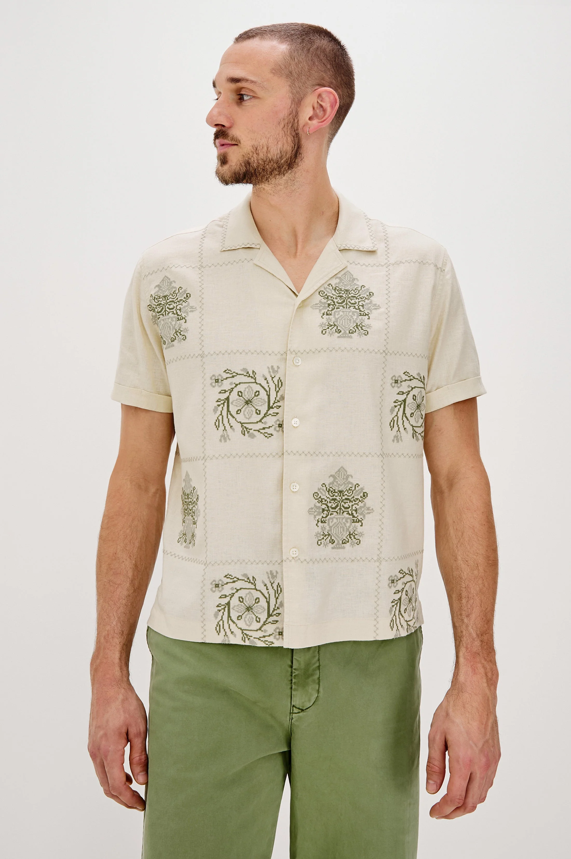 CLAIRO SHIRT - CREAM QUILT SQUARES - Image 2