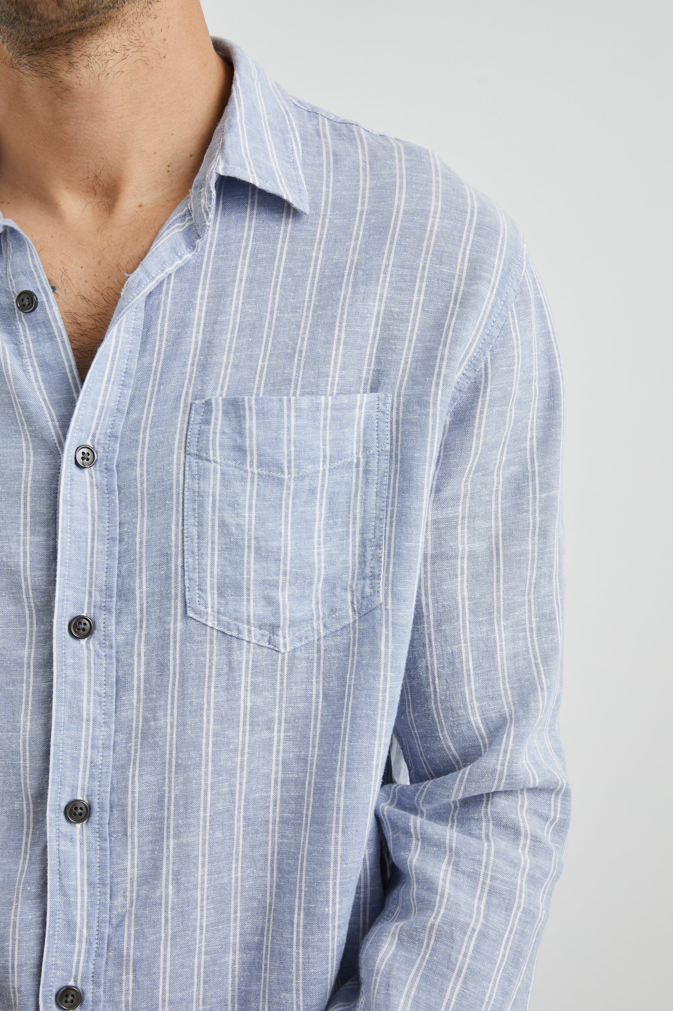 CONNOR SHIRT - DENIM WHITE PINSTRIPE - Image 2