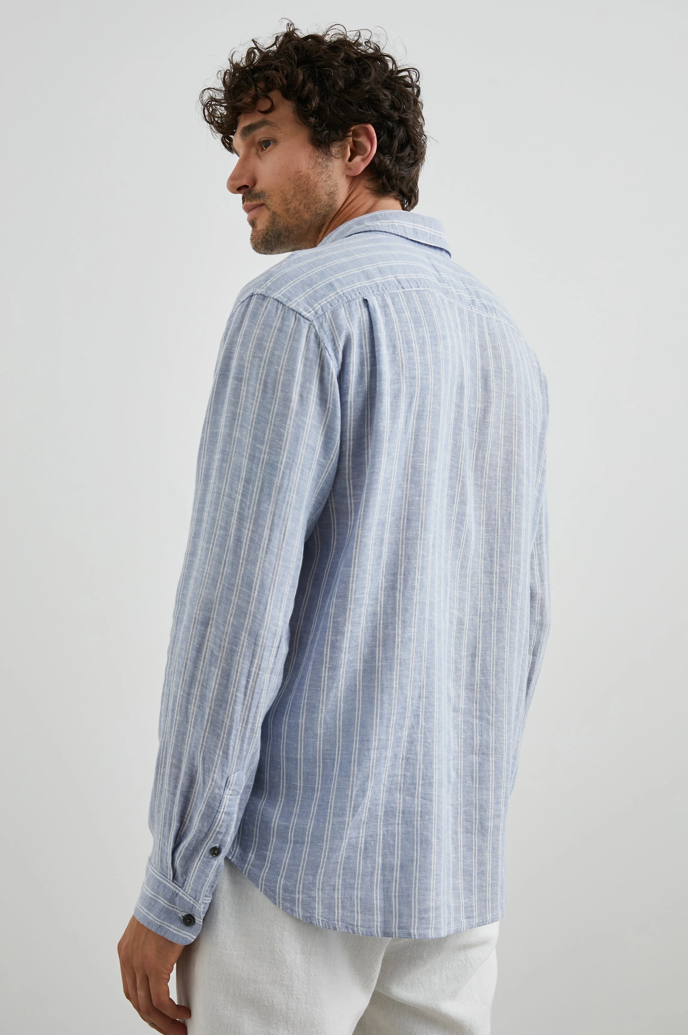 CONNOR SHIRT - DENIM WHITE PINSTRIPE - Image 5