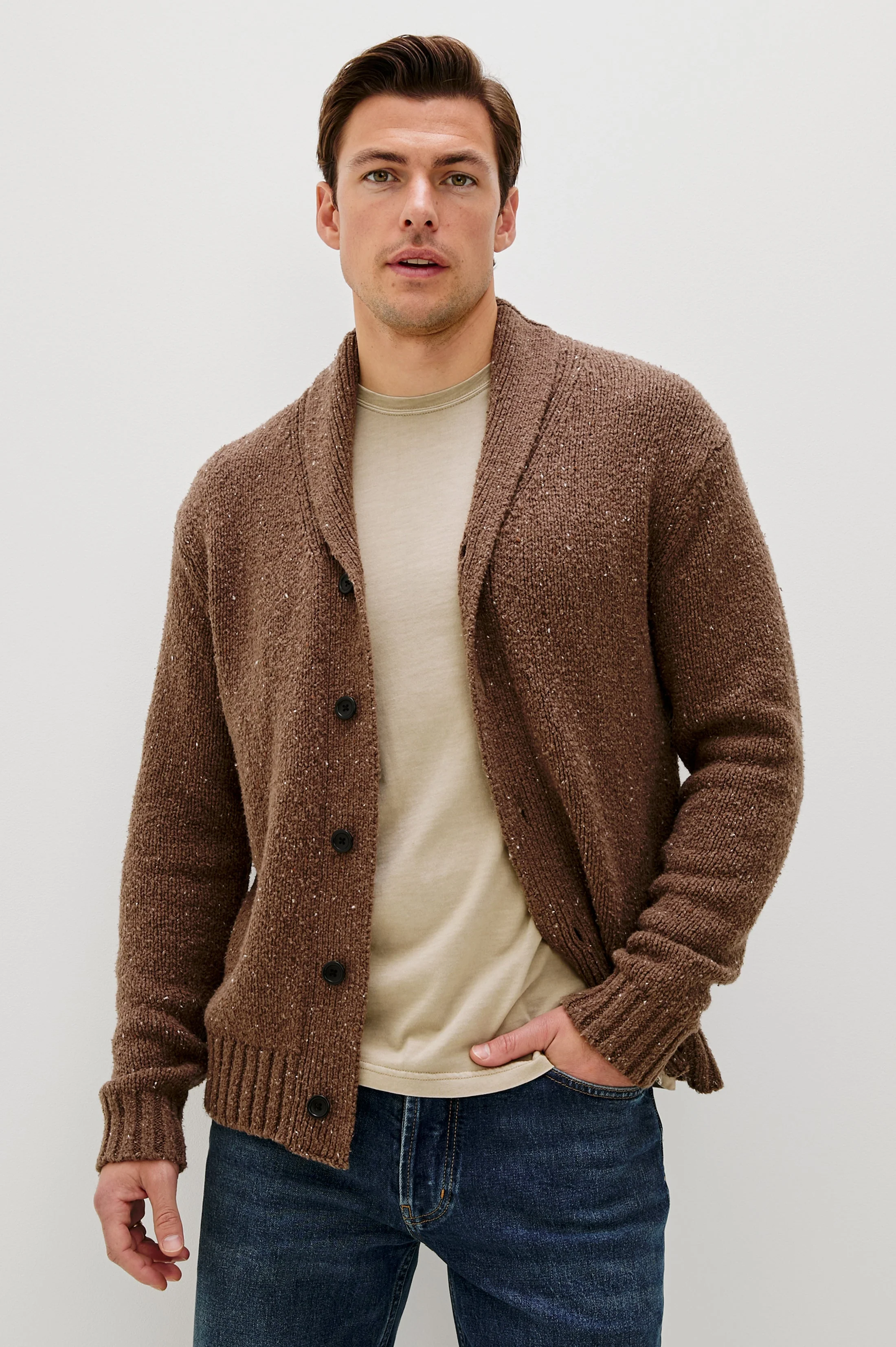 CORDEN CARDIGAN - CHESTNUT SPECKLE - Image 2