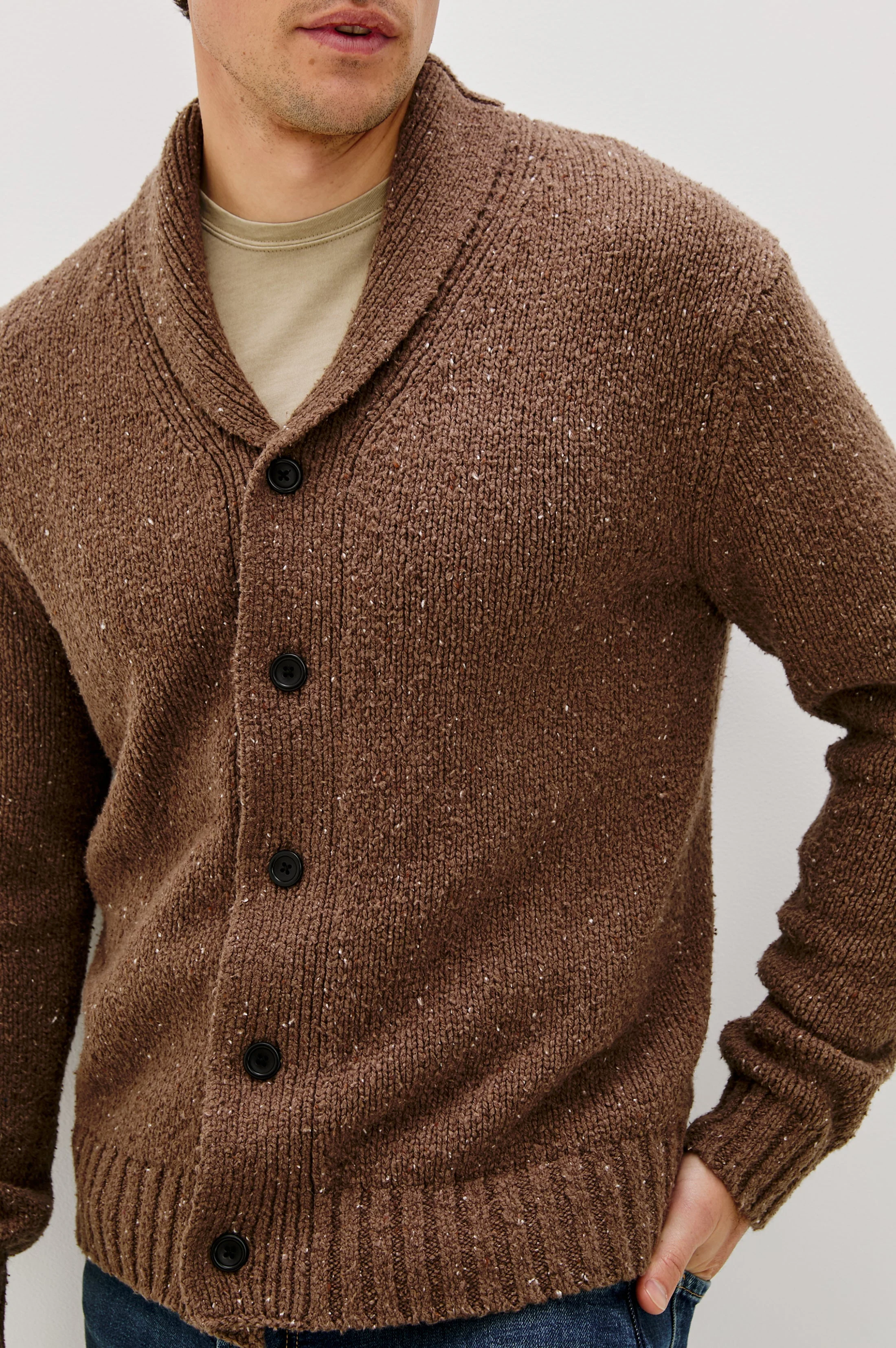 CORDEN CARDIGAN - CHESTNUT SPECKLE - Image 3