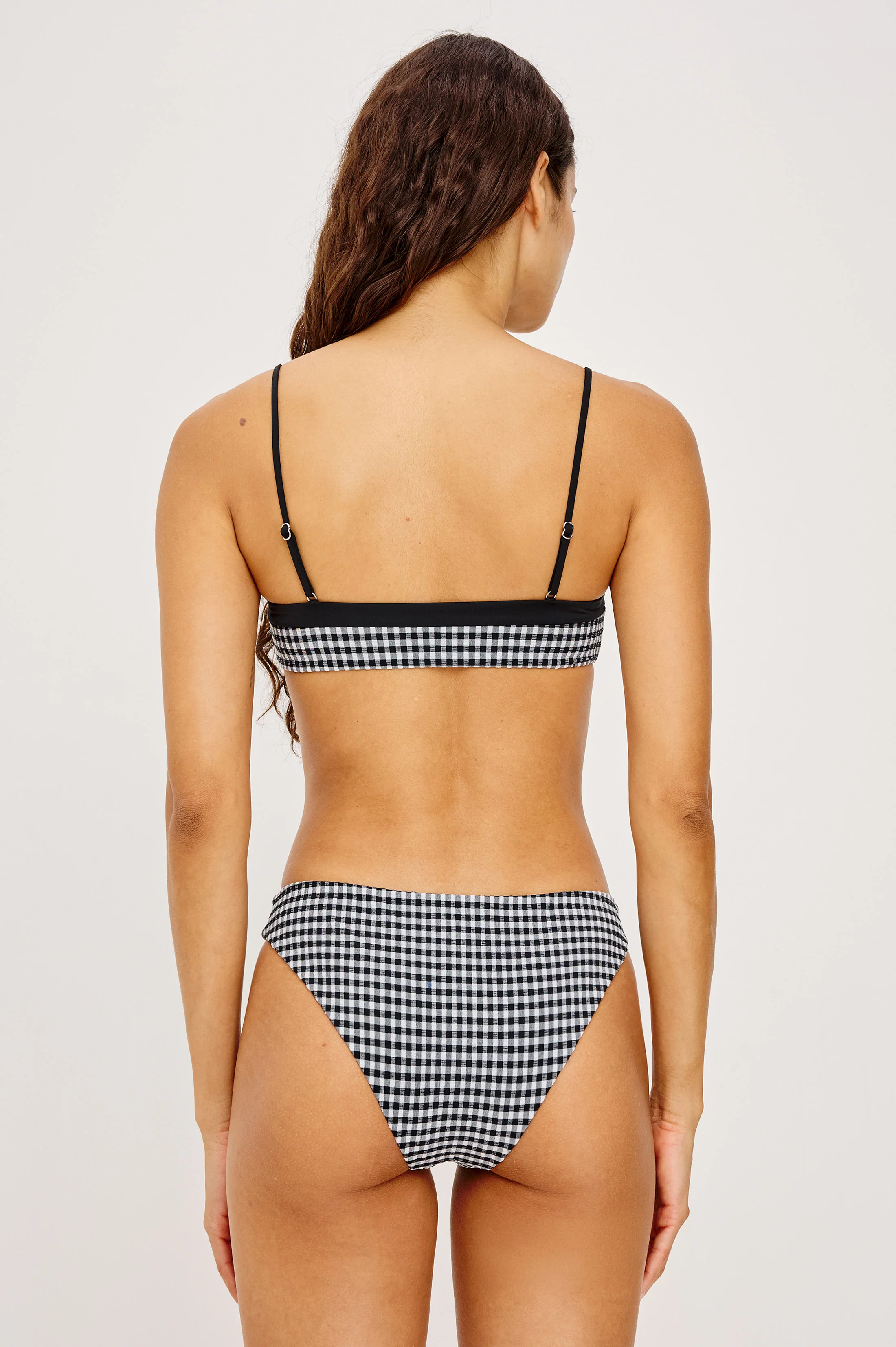 CORFU BIKINI TOP - BLACK WHITE GINGHAM - Image 4