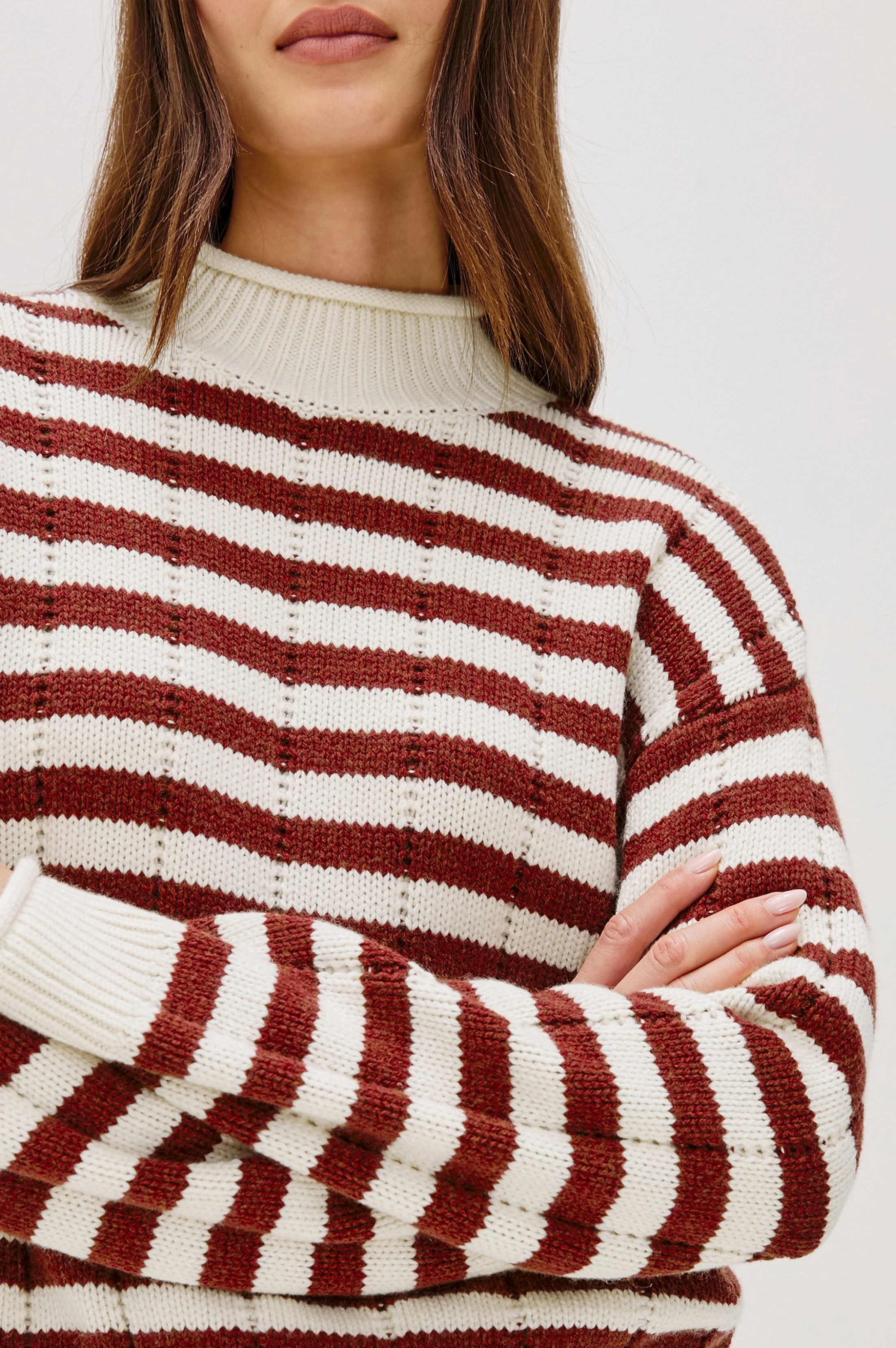CORRINE SWEATER - IVORY RUSSET STRIPE - Image 2